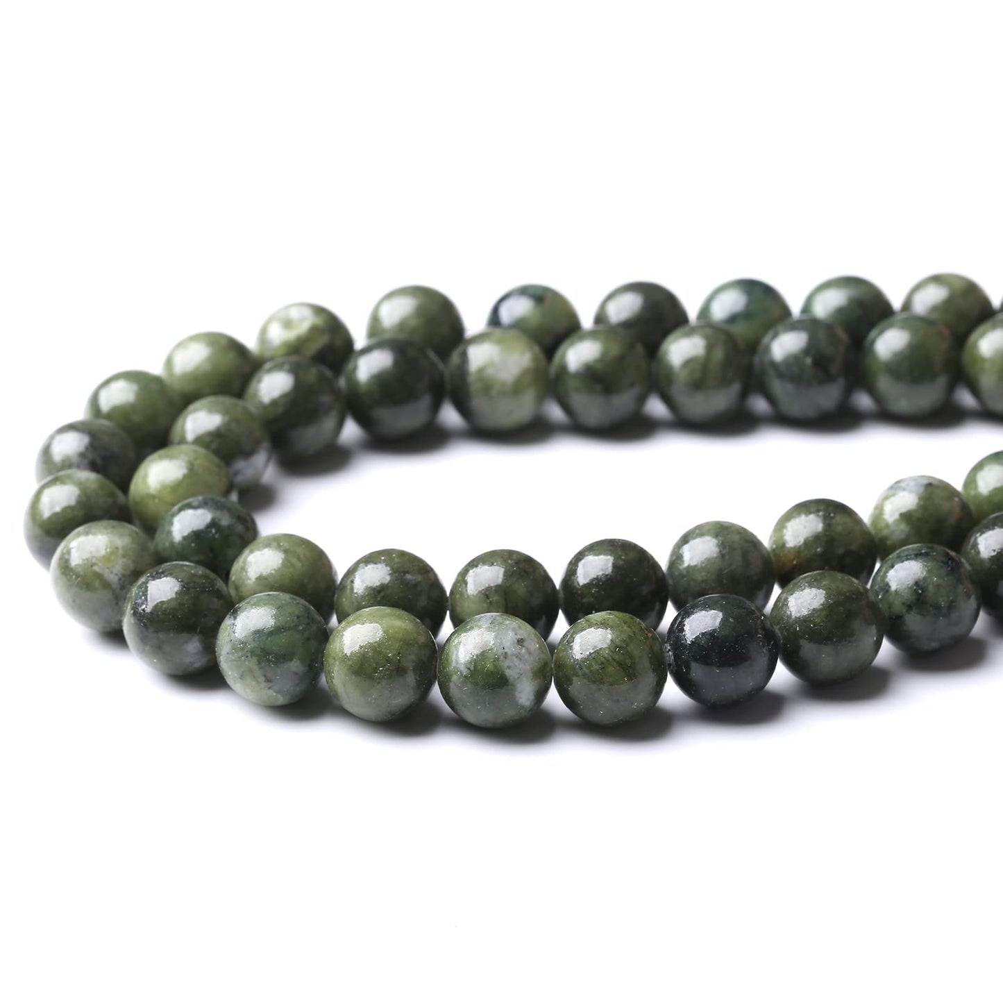 45PCS 8MM Natural Southern Jade Beads Round Loose Stone Beads for Jewelry Making DIY Energy Stone Healing Power Bracelet 15"
