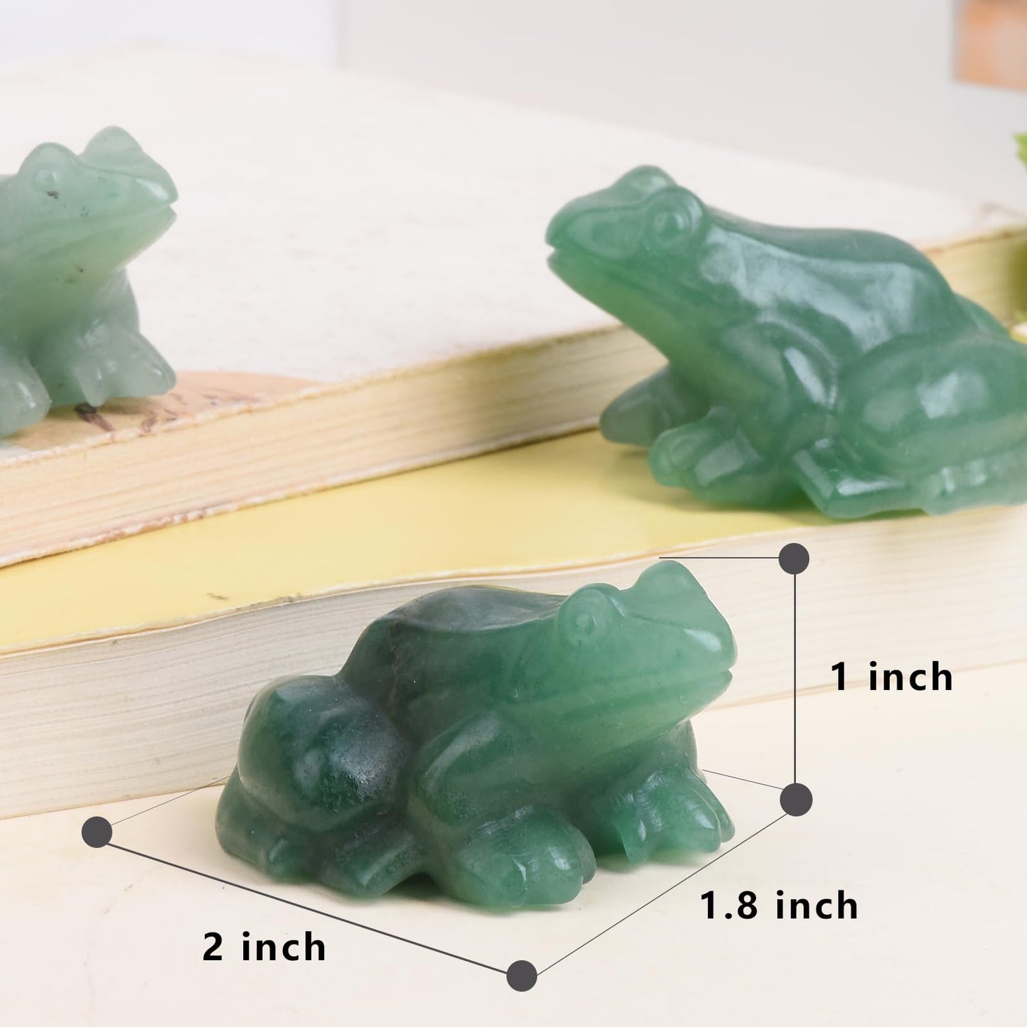 QLRSUXN 2 Inch Green Aventurine Frog Crystal Figurine，Frog Gifts Healing Crystal Decor，Frog Garden Statue Stone Energy Gemstones, in Bedroom Office Christmas Meditation Gifts Aquarium Decoration