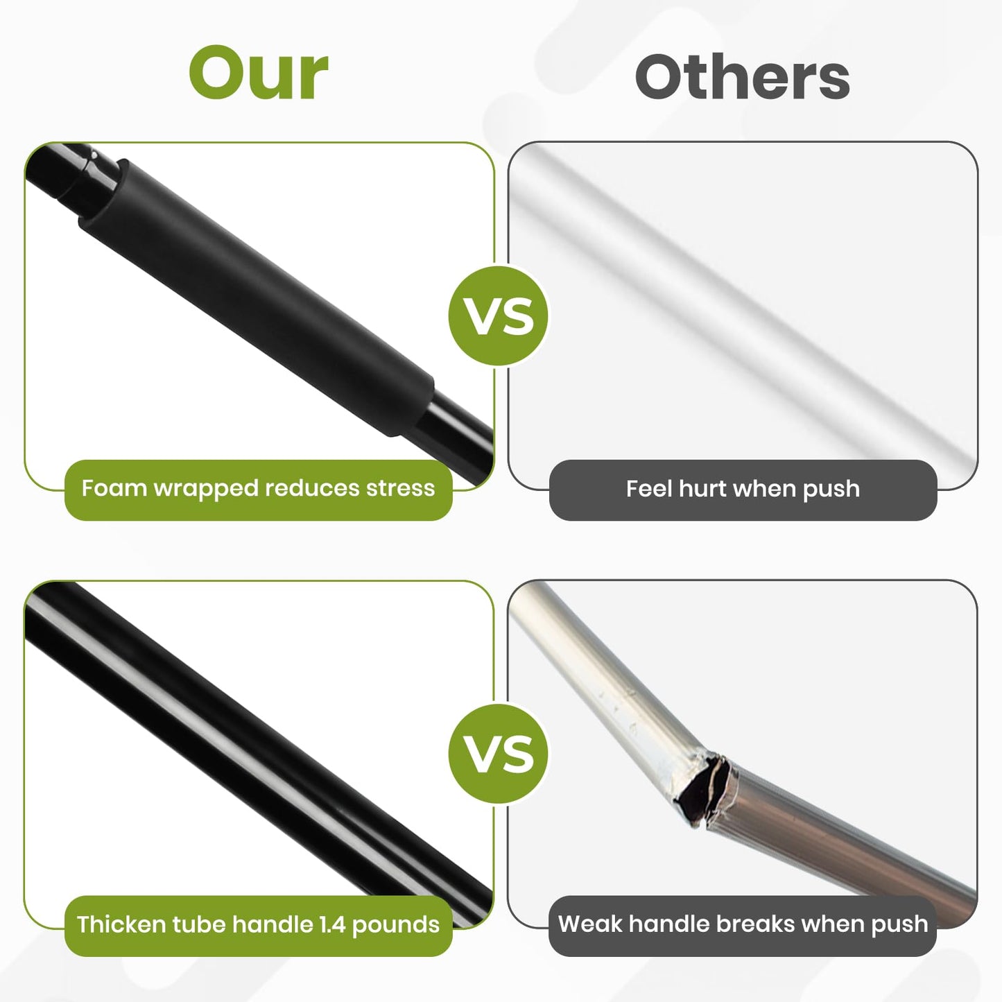 3 PK 24" Push Broom Outdoor, Heavy Duty Broom with 63" Long Handle, Shop Garage Broom with Stiff Bristle for Indoor Outdoor Floor Cleaning, Garden Patio Deck Warehouse Lawn Driveway Scrubbing