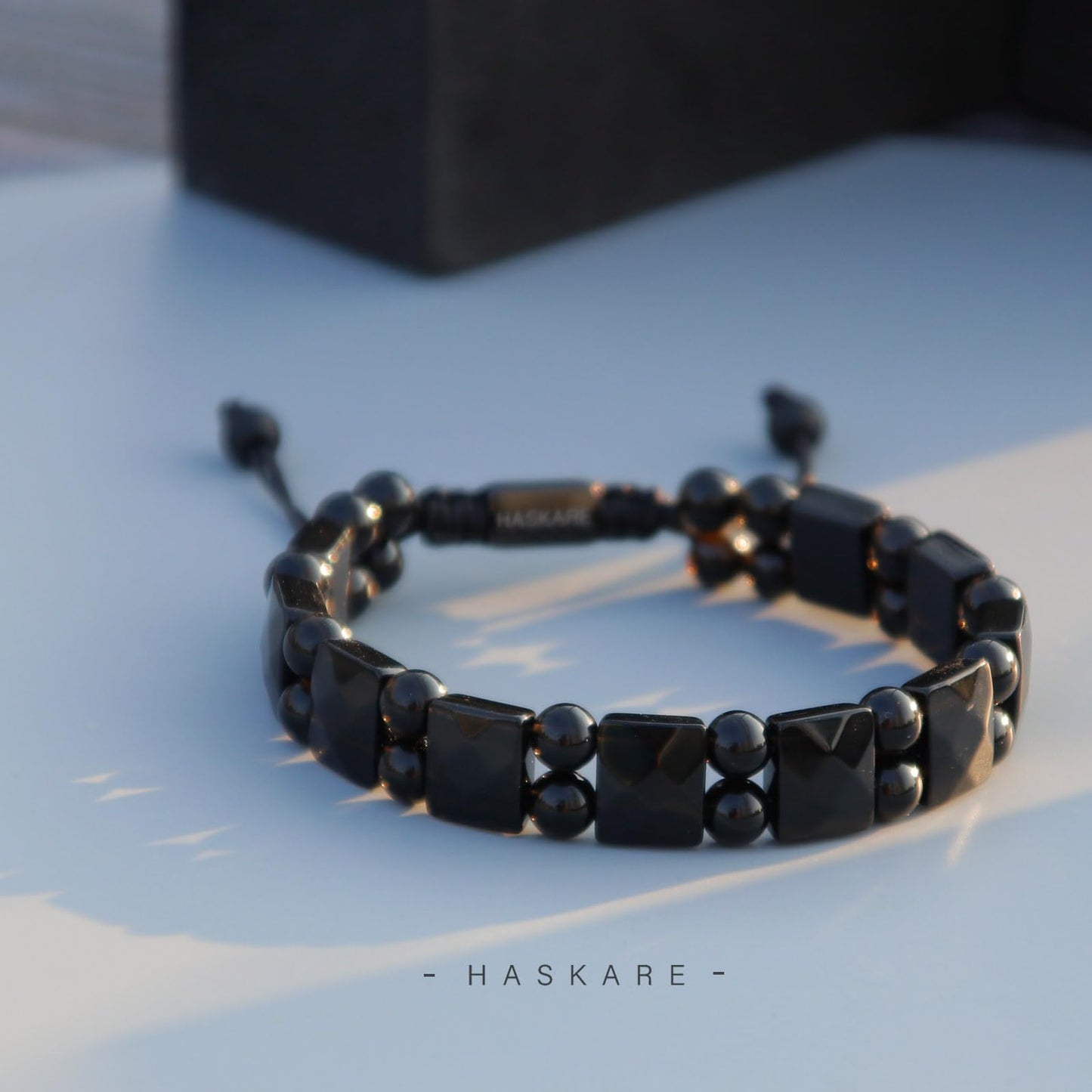HASKARE Protection Healing Stone Bracelets for Men Unique Natural Crystal Black Obsidian Mens Bracelets, Masculine Energy Protection Men Beads Bracelet for Anxiety, Handmade Gifts for Husband Father
