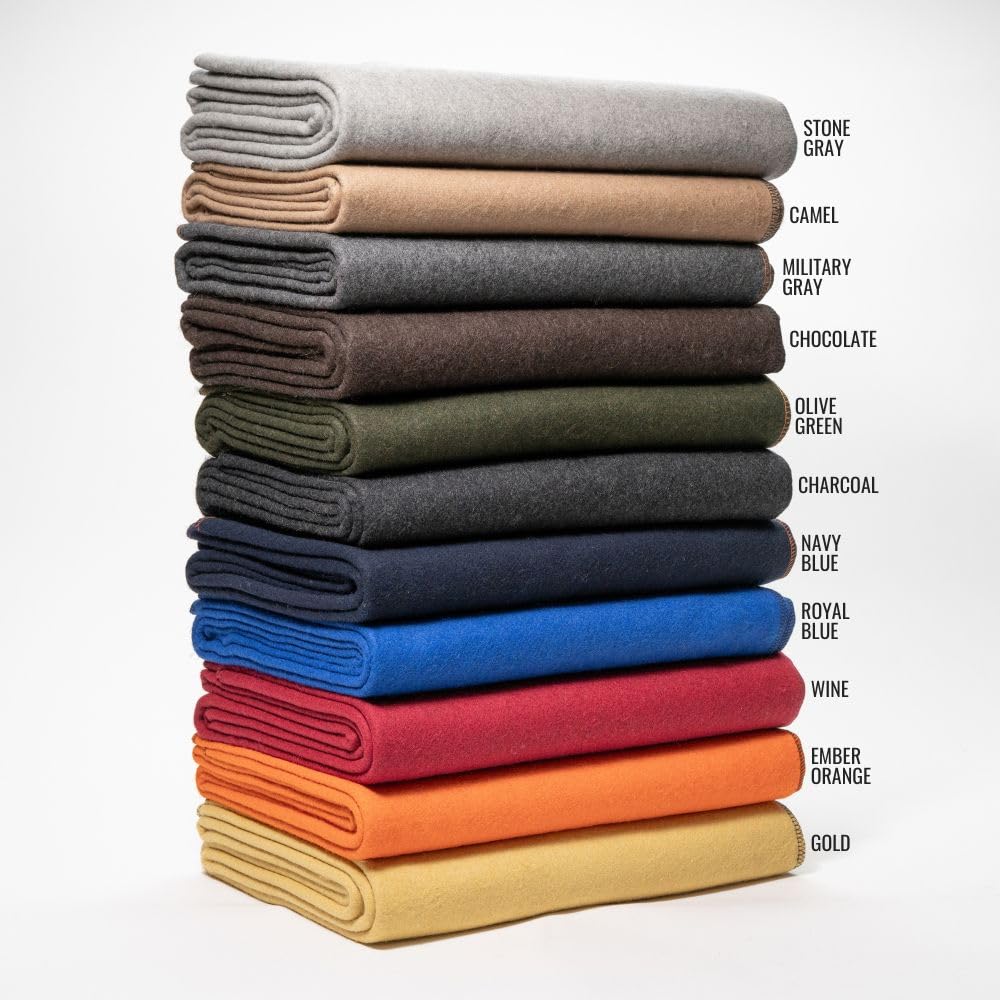 Arcturus Military Wool Blanket - Warm, Thick, Washable - Great for Outdoors, Camping, Stadium Blanket, Picnics, Travel - Car & Bushcraft Survival Kits (Olive Green)