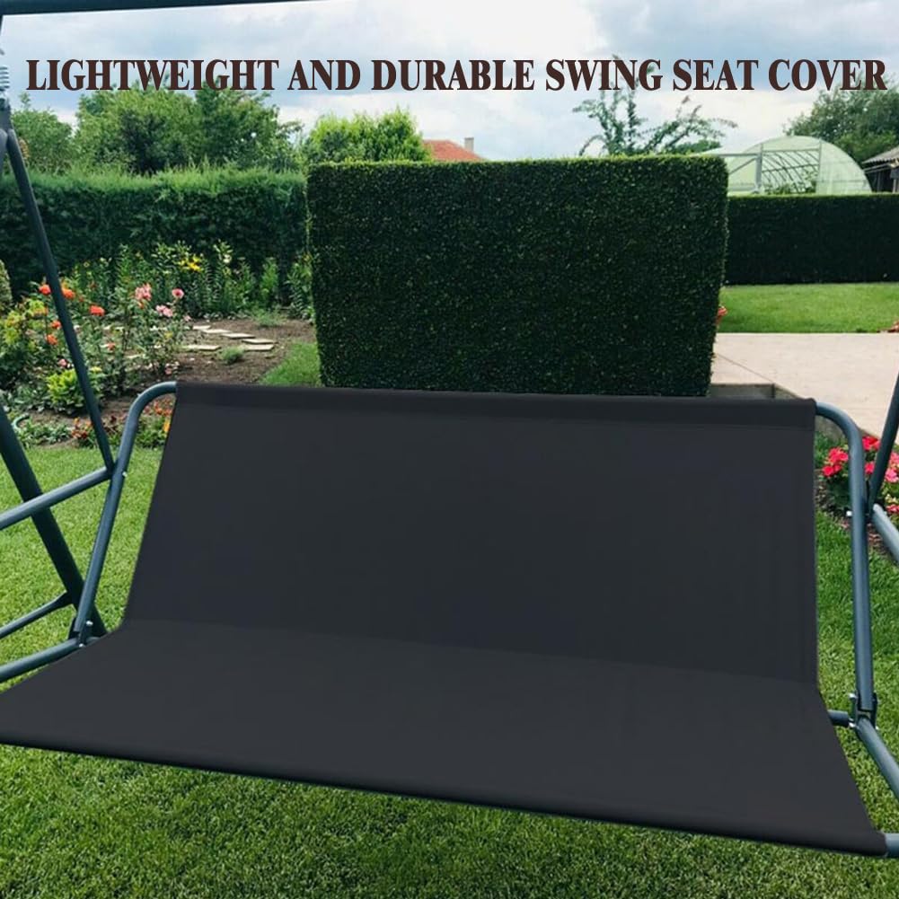 Vinelftage Swing Chair Cover Bench Replacement Cover, 600D Waterproof Rocking Chair Seat Covers for Outdoor Patio Garden Swing Chair 2/3 Seater(Black 58.3x19.5x19.5 inches)