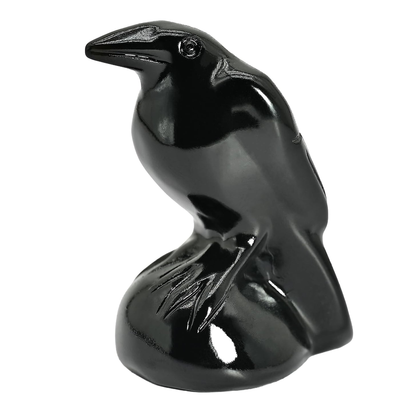 DZJXBZhu Obsidian Crystal Raven Statue 2" Natural Crystal Crow Figurine Healing Stone Raven Halloween Decor Office Home Decor Gift Collect