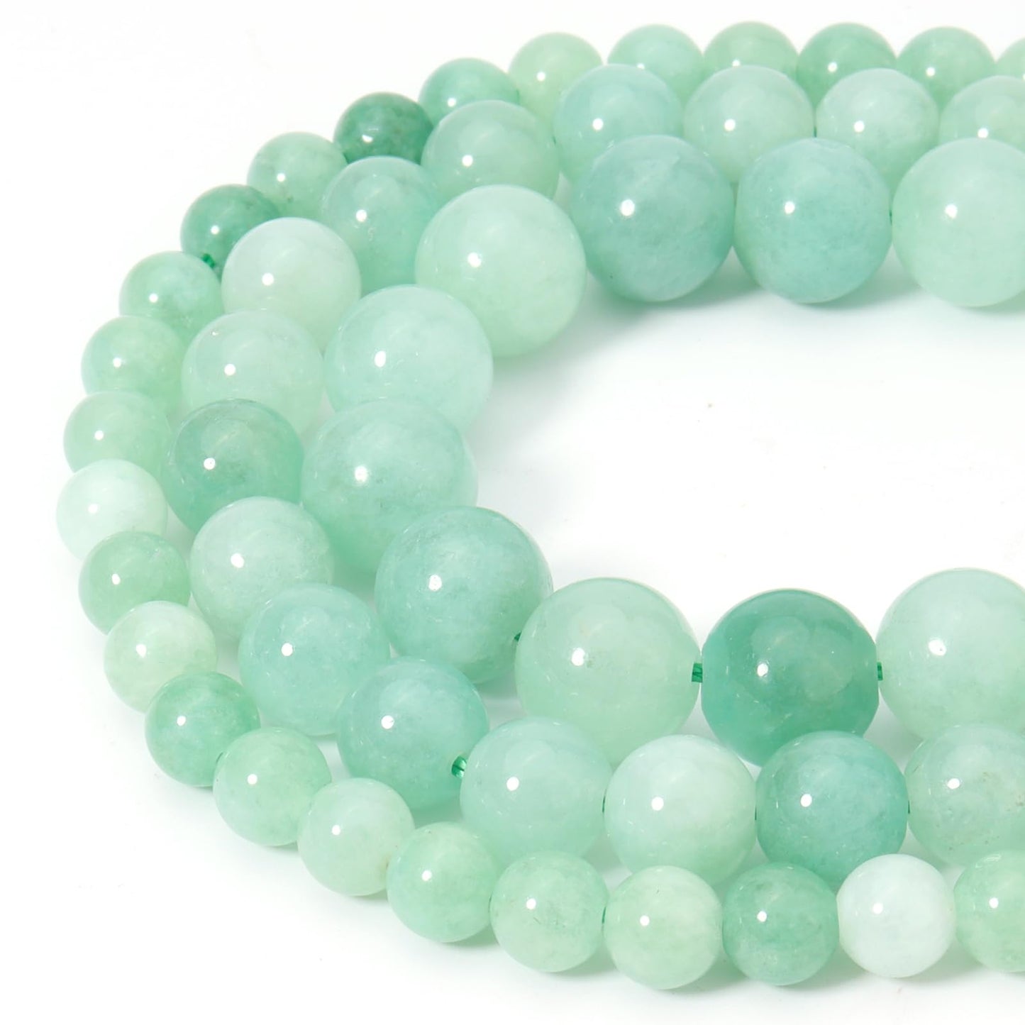Siomia 45pcs 8mm Natural Green Burmese Jade Gemstone Beads Energy Healing Crystal Round Loose Stone Beads for Jewelry Making, DIY Bracelets Necklaces