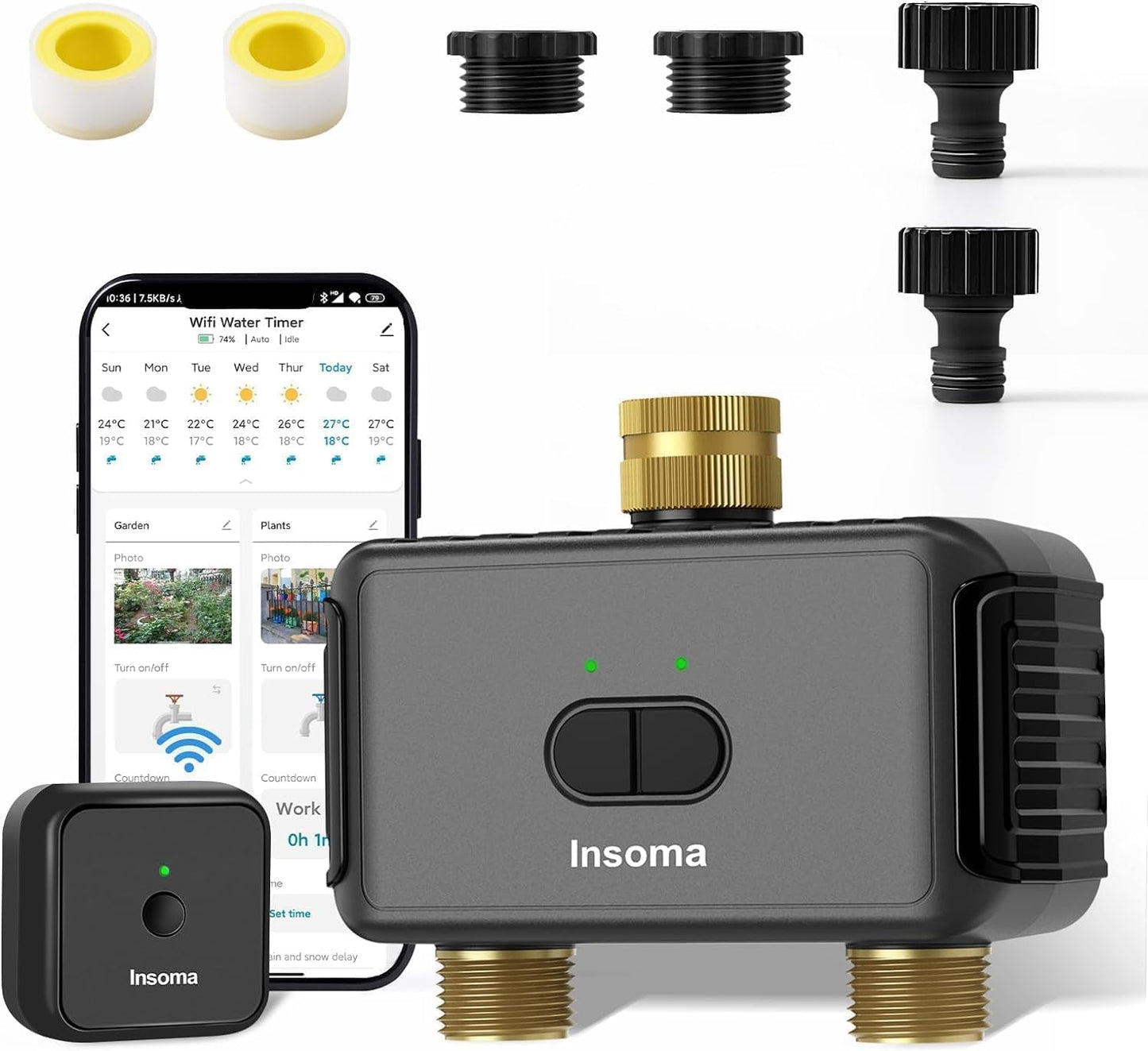 Smart Water Hose Timer Sprinkler Timer with 2 Outlet, Automatic Irrigation System Controller for Lawns and Yard, Compatible with Alexa