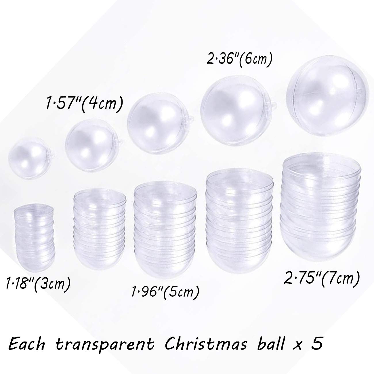 UCSAJI 25PCS Plastic Christmas Ball Ornaments, Clear Shatterproof Xmas Tree Balls, Hanging Ornament for Home Decoration