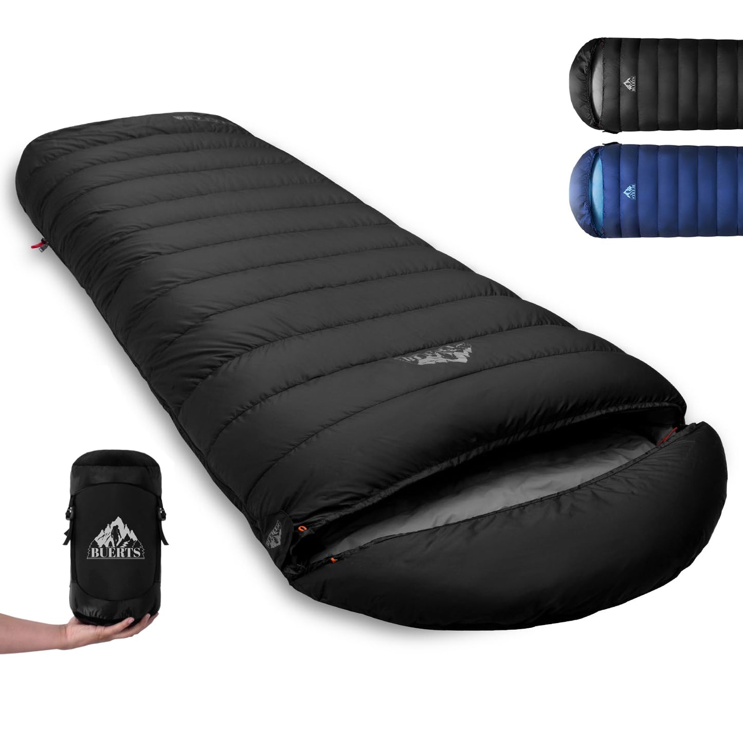 BUERTS Down Sleeping Bag for Adults. 680FP Ultralight Portable, Backpacking Sleeping Bag for Hiking, Camping, Mountaineering, expeditions and Backpacking. with Compression Sack