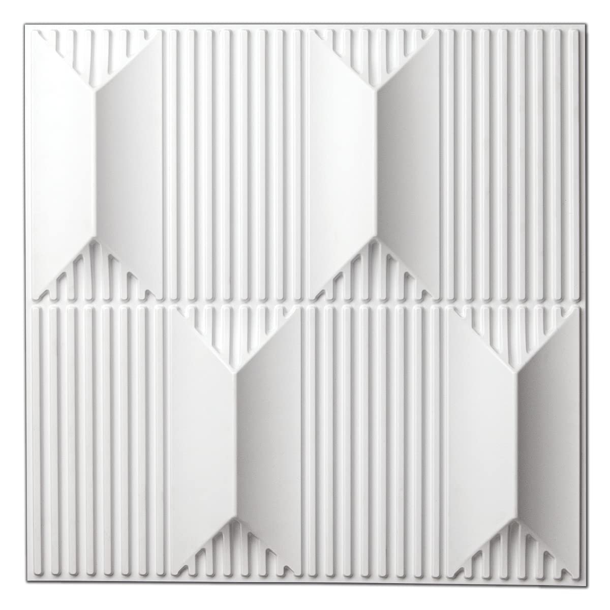 Art3dwallpanels PVC 3D Wall Panel for Interior Wall Décor, 19.7" x 19.7" Wall Decor PVC 3D Wall Panels, 3D Textured Wall Panels, Pack of 12 Tiles, White
