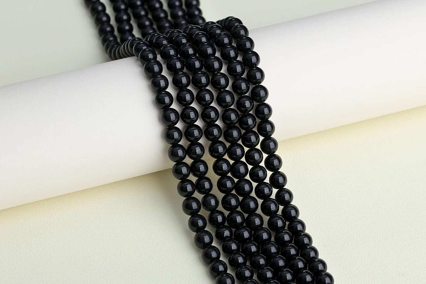 LAIDANLA Black Obsidian 6mm Natural Stone Beads Round Loose Gemstone Stone Beads for DIY Bracelet Necklace Earrings Jewelry Making Polishing Genuine Real Beading 96PCS 2 Strand 32"