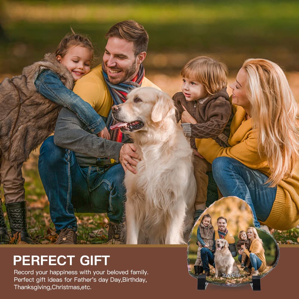 Bemaystar Custom Photo Gifts - Personalized Picture Frame, Stone Rock Slate Plaque Frames, Customized Gifts for Mothers Fathers Day Valentine's Day Wedding Birthday Christmas