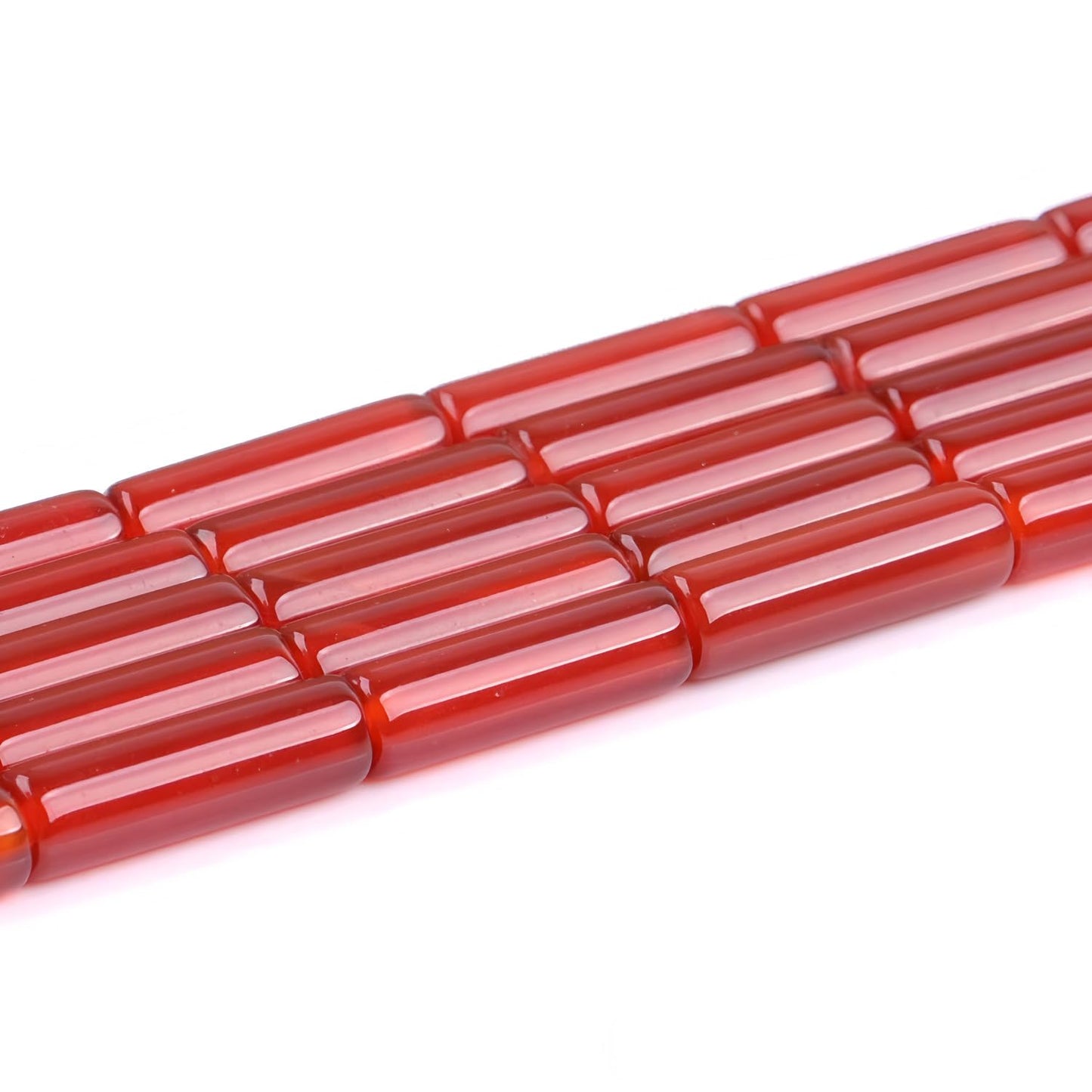 HAAMIIQII Natural Red Carnelian Tube Beads 13x4mm Column Stone Cylinder Gemstone Loose Beads for Jewelry Making Strand 15 Inch (28-29pcs)