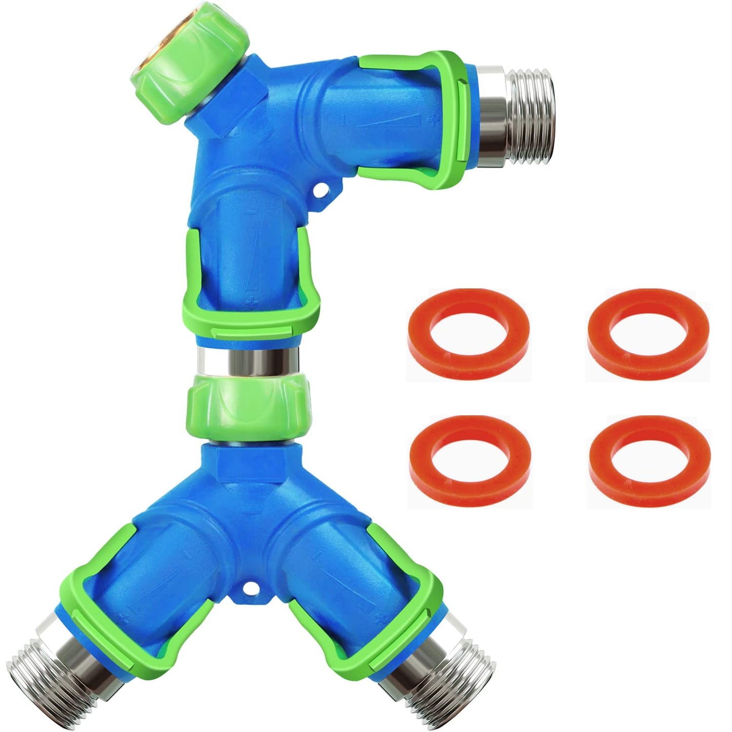 AINEED Garden Hose Splitter 2 Way Heavy Duty, Hose Connector Faucet Splitter 3 way, Water Splitter Outdoor Spigot Hose Bib Splitter with Shut off Valve