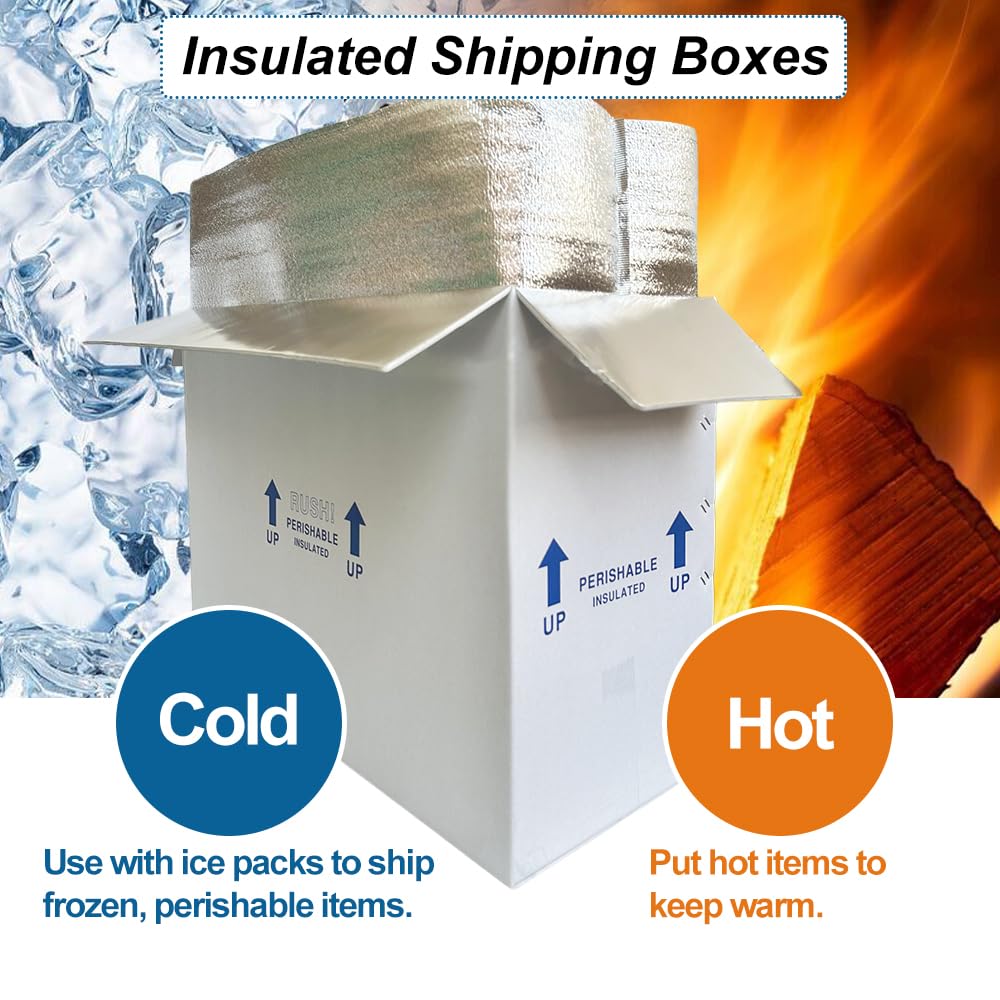 ROTCH Insulated Shipping Boxes with Liners, 4 Pack 26x11x19'', Cold Shipping Box Coolers for Perishable Frozen Food, White (T261119-4L-W)