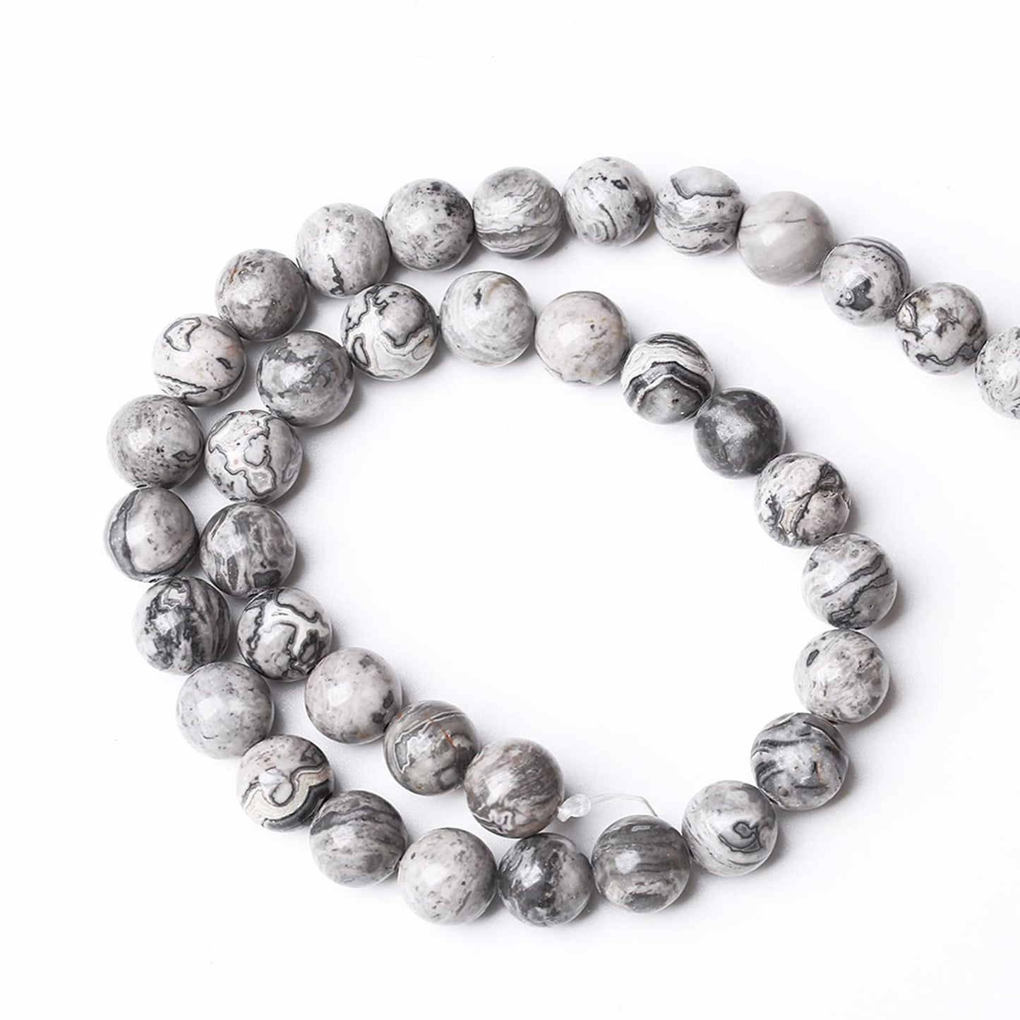 A+ Natural Map Jasper Gemstone Beads Gray Energy Stone Healing Power for Jewelry Making DIY Bracelet 8mm 45pcs