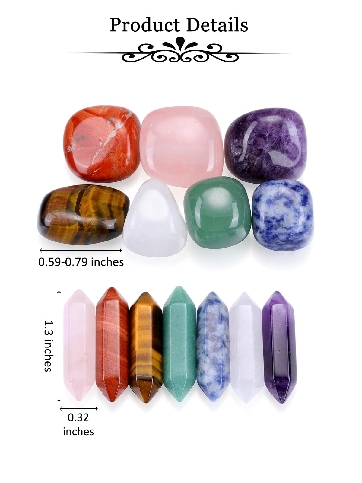 MANIFO Healing Crystals Stones Set in Box, Double Pointed Crystal Wand with 7 Chakra Tumble Stone for Chakra Meditation Christmas Gifts