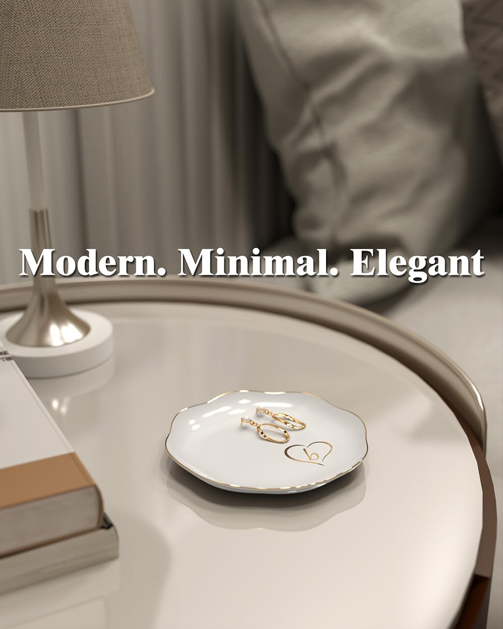 ERSHIXUN Gifts for Women – Initials Ceramic Jewelry Dish for Earrings, Necklaces, Bracelets, Rings, Watch, and Keys – Mother’s Day, Christmas, and Birthday Gifts for Women (m)