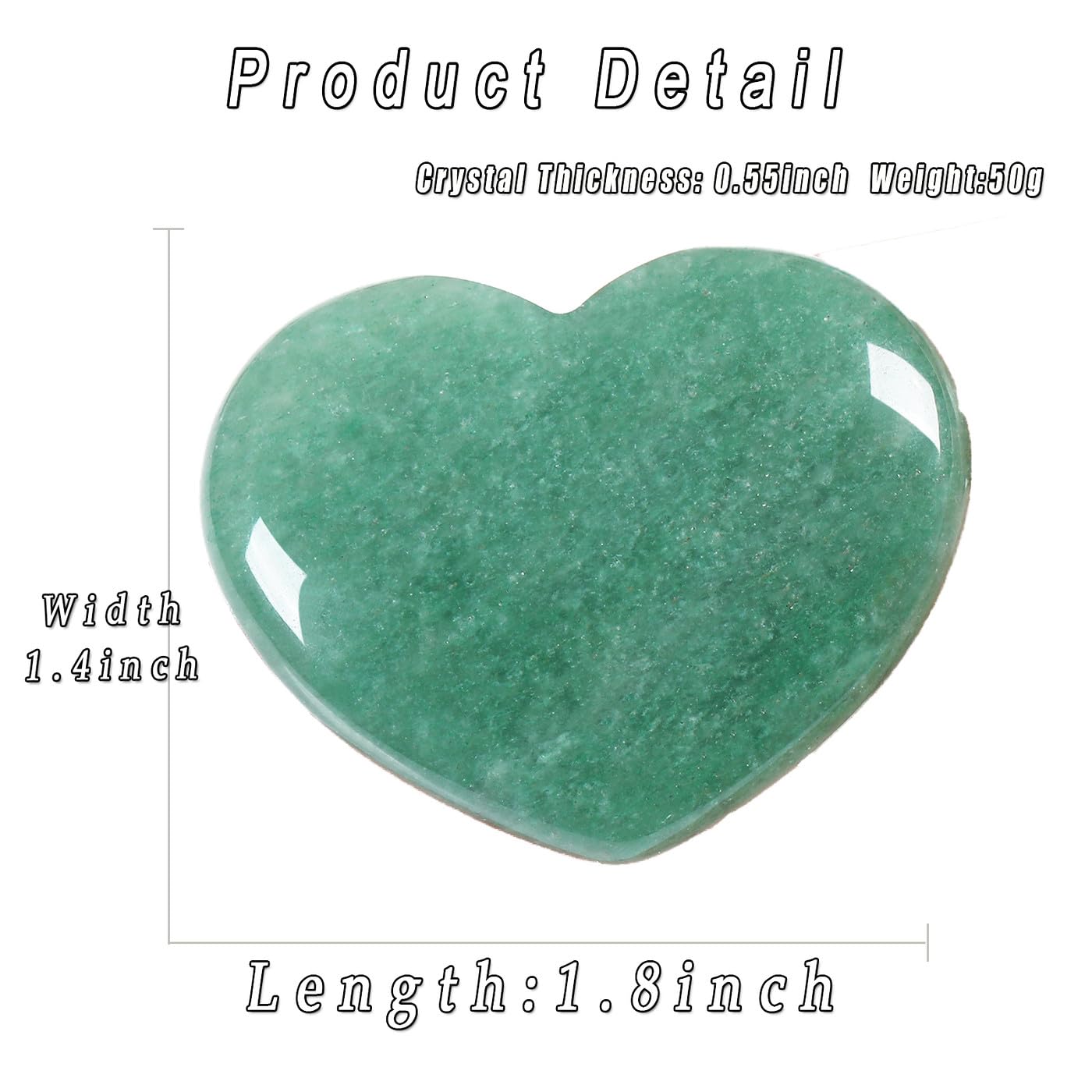 MAIBAOTA 45 mm Green Aventurine Crystals Large Heart Stone Healing Crystals Gifts for Women Natural Reiki Gemstone Polished Heart Shaped Rocks Meditation