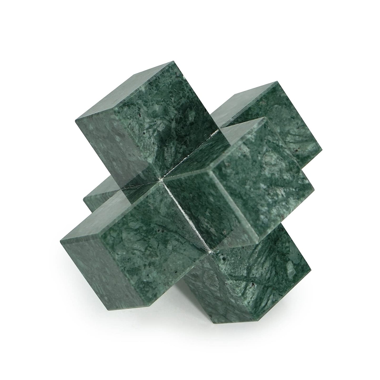 DreamsEden Geometric Sculpture, Small Green Marble Decorative Ornaments Modern Home Decor Accent Paperweight