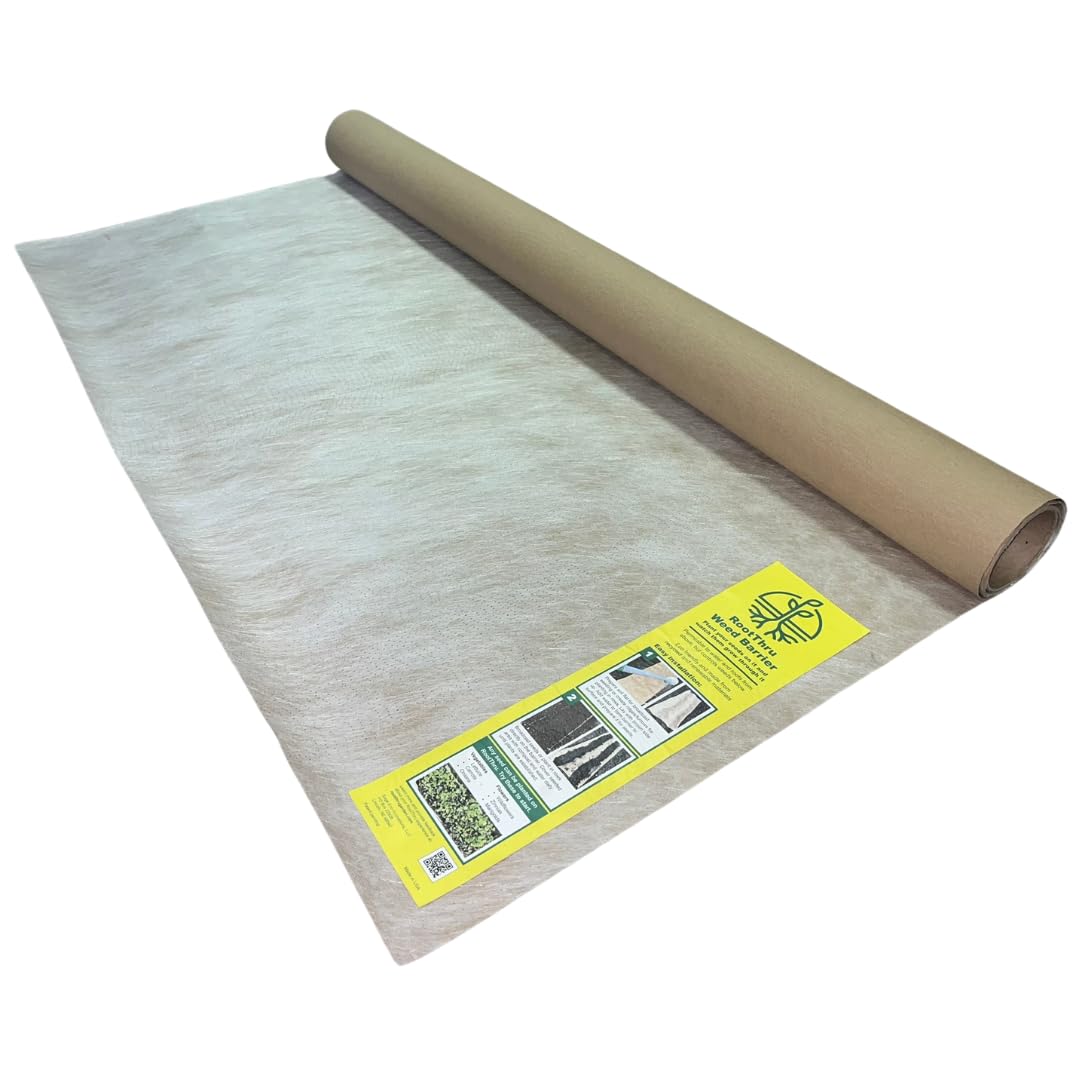 RootThru Weed Barrier, 4FTx50FT, Natural, Eco-Friendly, Non-Toxic, Landscape Fabric, Garden Ground Cover, Agricultural Mulch, Gardening Weed Mat, Geotextile Fabric, Weed Blocker