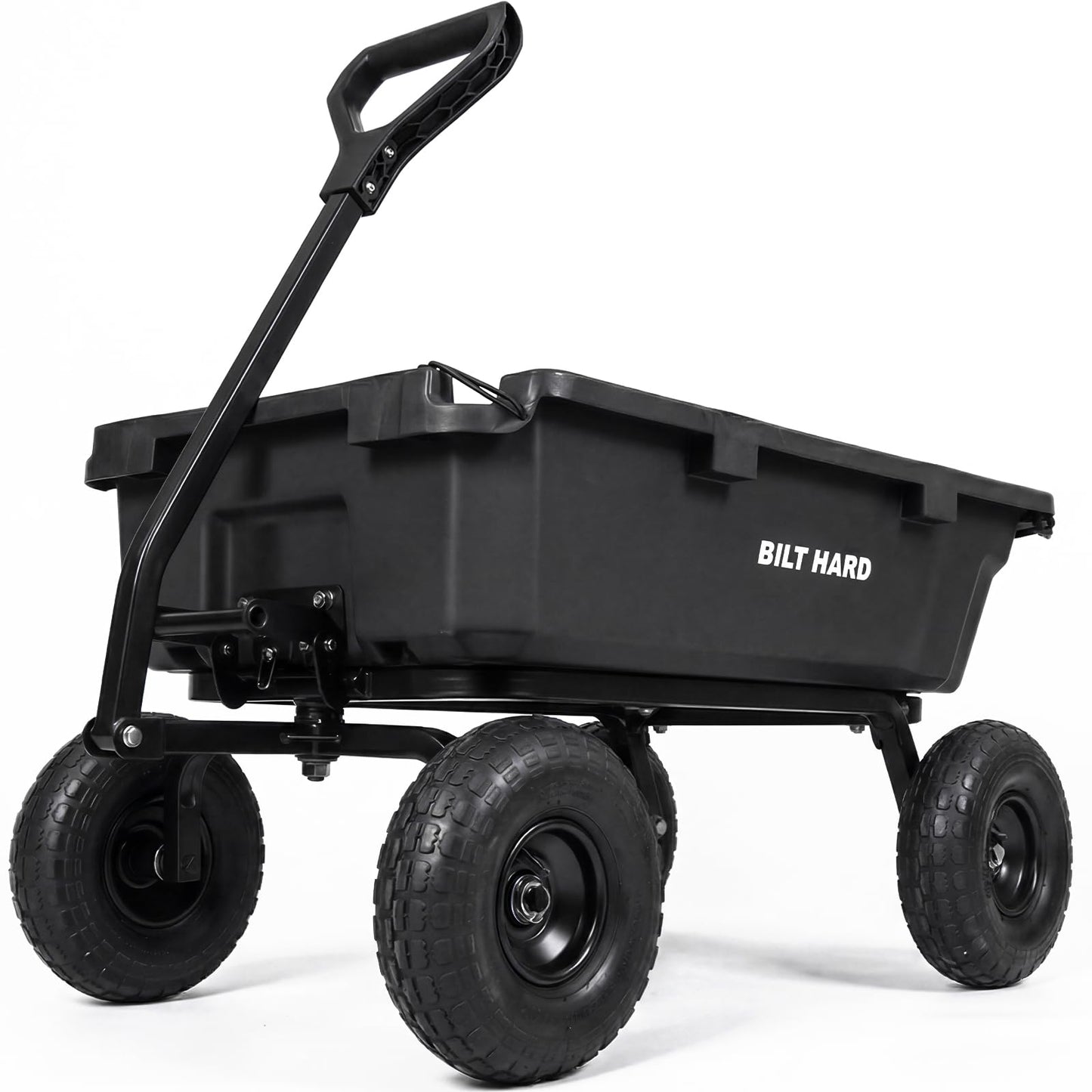 BILT HARD 900 lbs Poly Garden Dump Cart, 5 Cu.Ft Wheelbarrow Cart with 10" All Terrain Wheels & Quick-Release System, Heavy Duty Utility Wagon for Yard, Farm & Garden