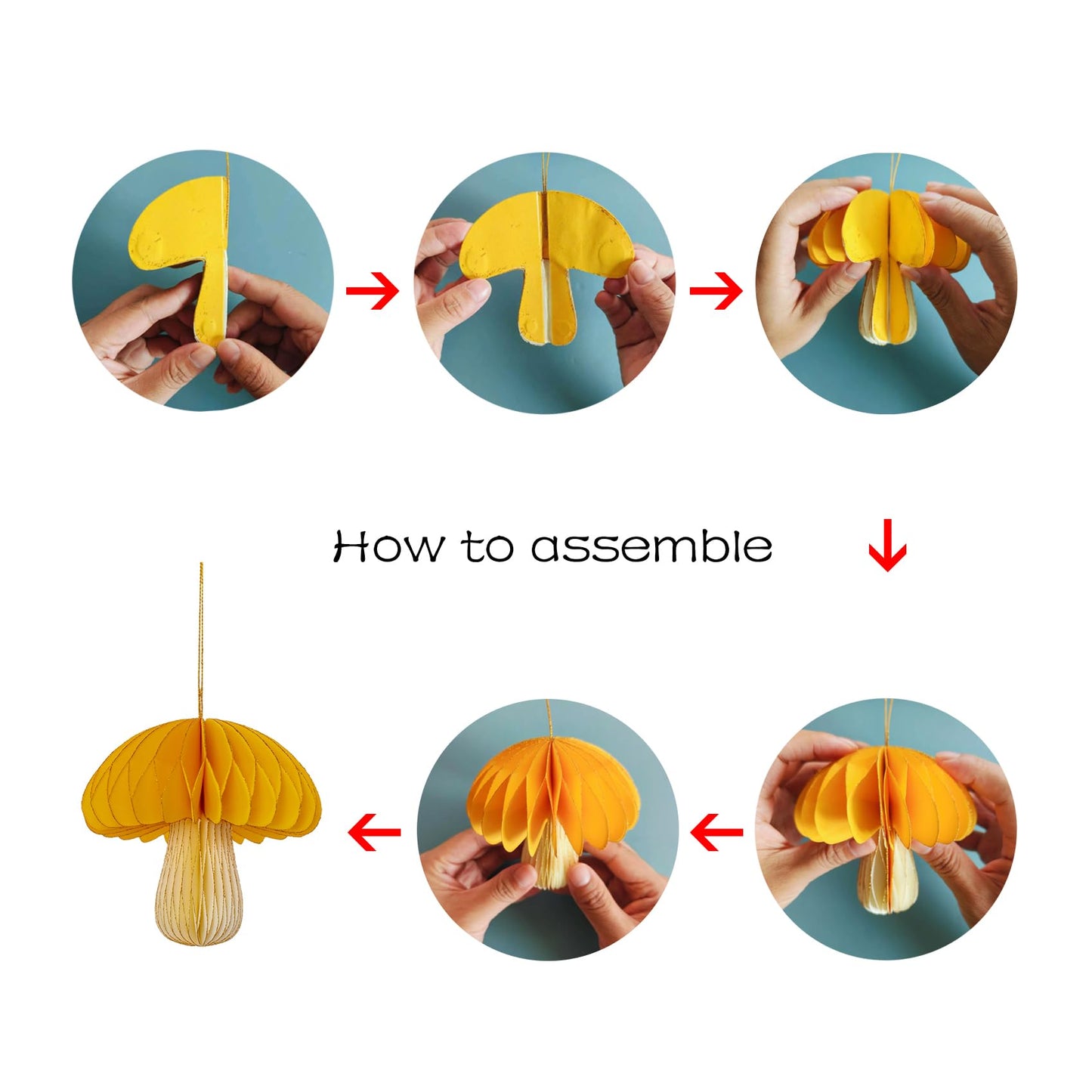 10 PCS Christmas Hanging Ornaments 3D Honeycomb Paper for Christmas, Party Decorations - Includes Mini Trees, Mushrooms, Acorns, Bells, Balls - Perfect All Season Creative DIY Items