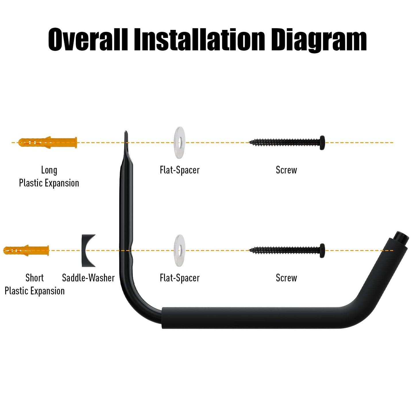 UNITEDPOWER Kayak Storage Racks, Garage Hangers, Wall Hooks for Canoe, Ladder, Bicycle, Folding Chairs, Surfboard, Snowboard, Hose and Tools, Indoor, Outdoor 6-Pack