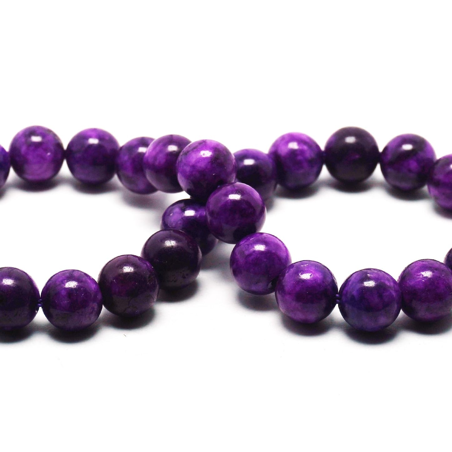 DIQIO Jade Stone Beads for Jewelry Making - 6mm Gemstone Round Loose Beads for Bracelets(58-60pcs, Sugilite Jade)