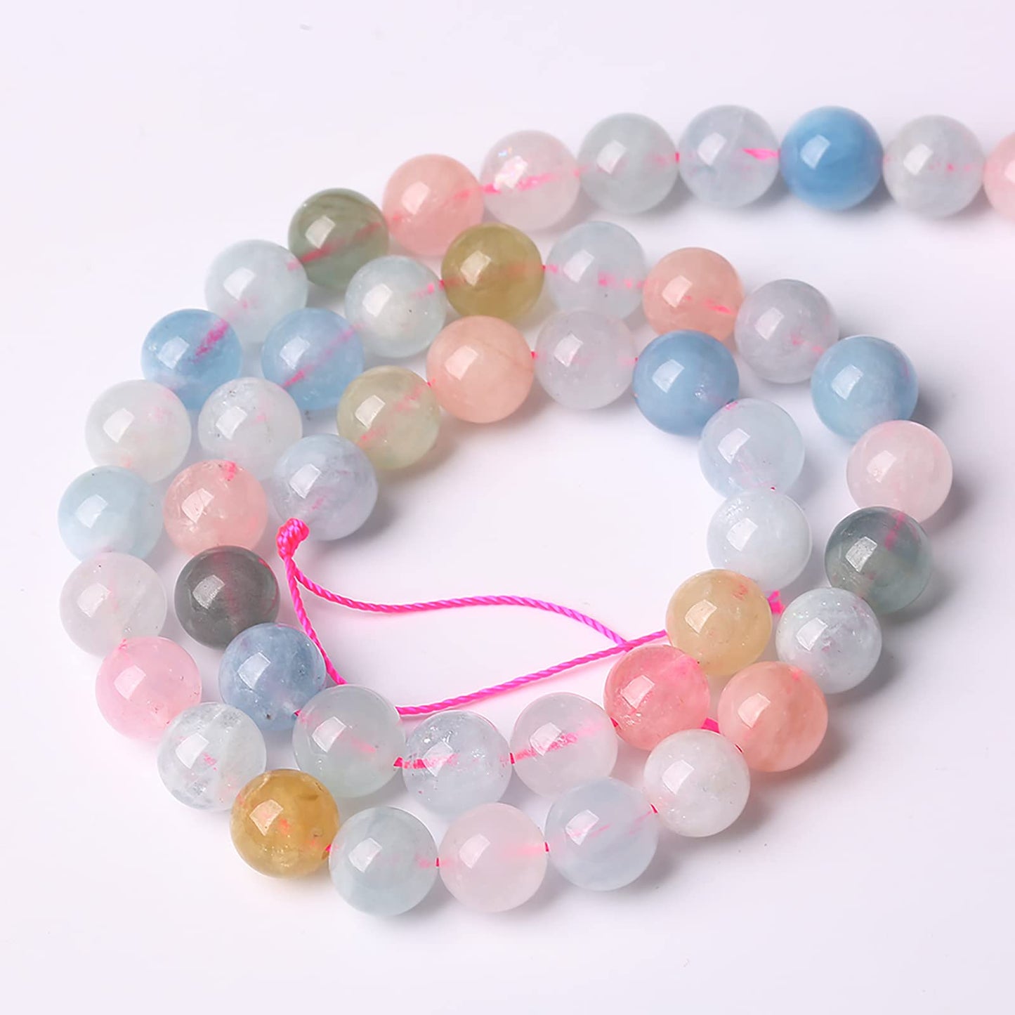 10mm 36pcs Natural Morganite Stone Beads for Jewelry Making Round Loose Beads AAA Energy Healing Power Stone Beads DIY Bracelet Necklace 15" (Morganite Stone, 10mm)