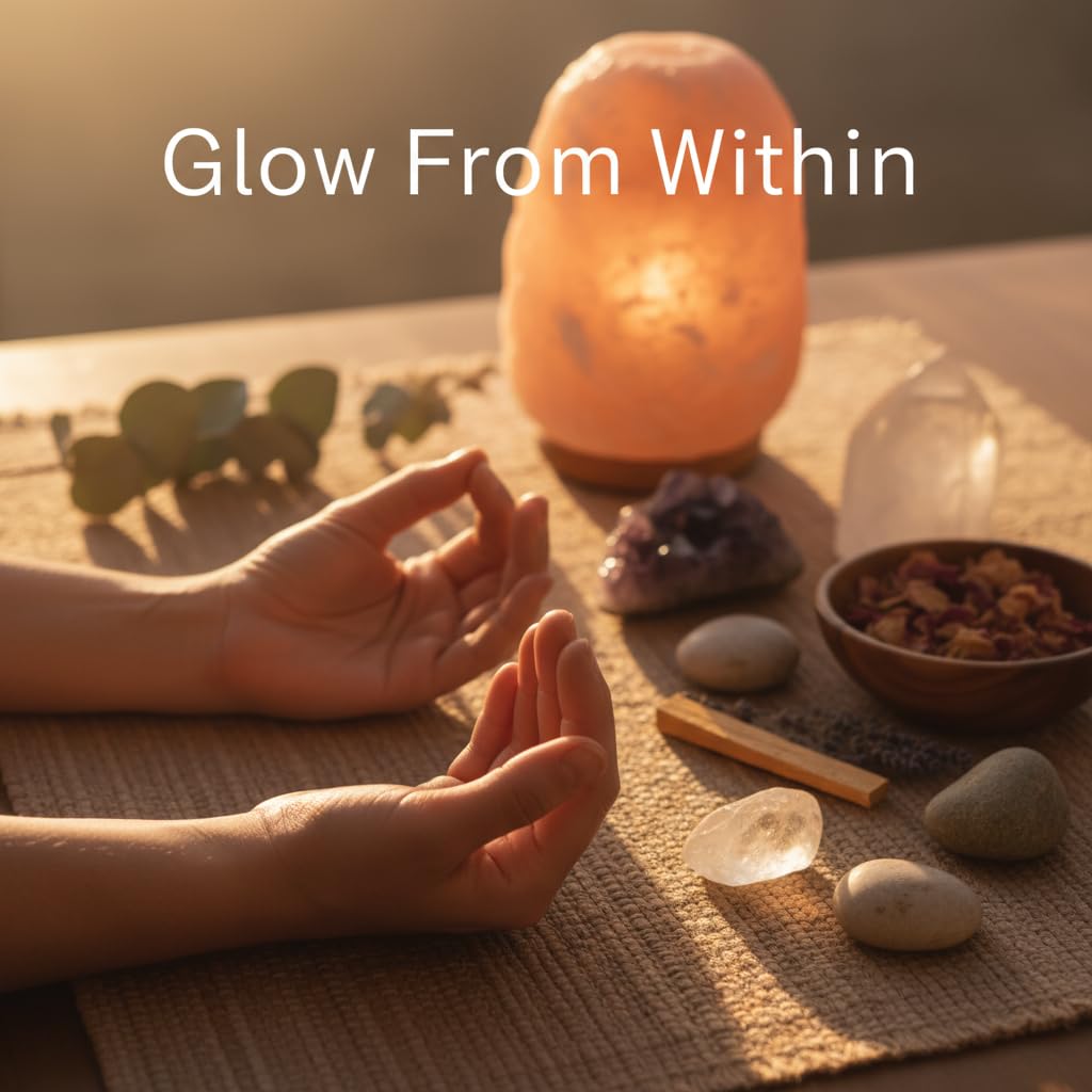 Himalayan Glow Natural Himalayan Salt Lamp, Crystal Salt Lamps, Real Wood Base with Dimmer Switch, Handmade Salt Lamp, Gift Lamp, Holiday Gift, ETL Certified | 6-8 LBS