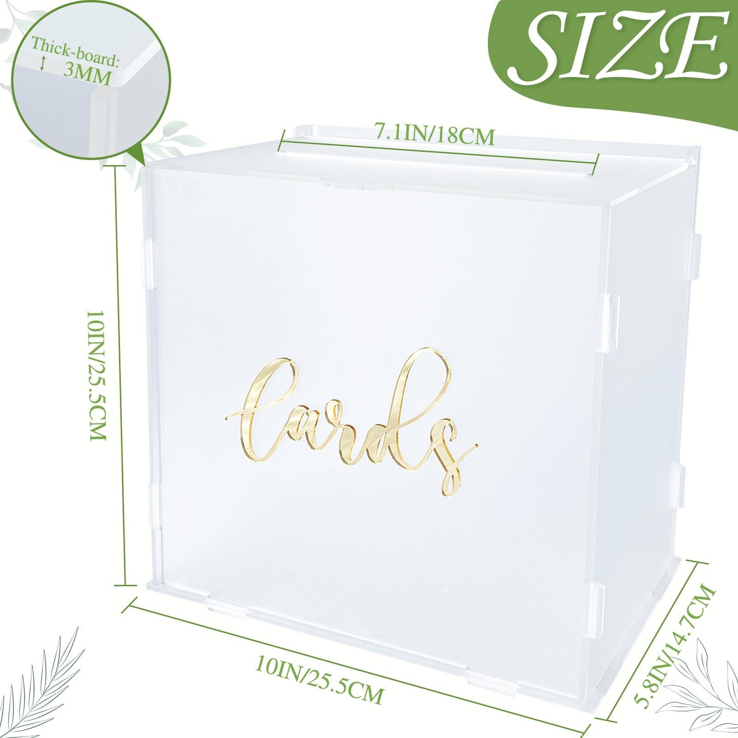 OurWarm Acrylic Wedding Card Box with String Light, Frosted Gift Card Box for Wedding Decorations for Reception, Money Box for Bridal Shower Decorations Party Reception Anniversary