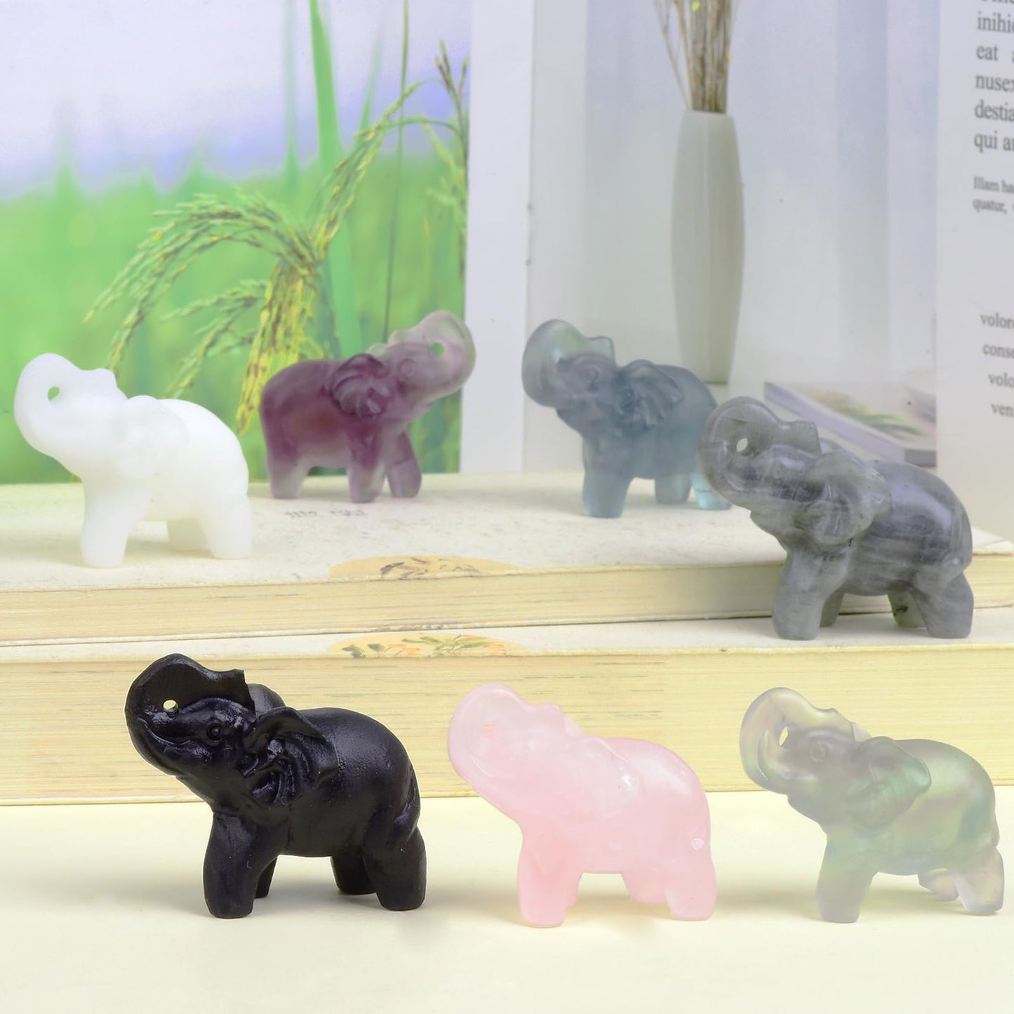 Ytbeoxk 2.1 Inch Black Obsidian Elephant Crystals Decor, Healing Crystal Cute Figurines, Black Elephant Gemstones Decorations Statue, Lucky Reiki Stones in Home Office Meditation Gift for Women Men