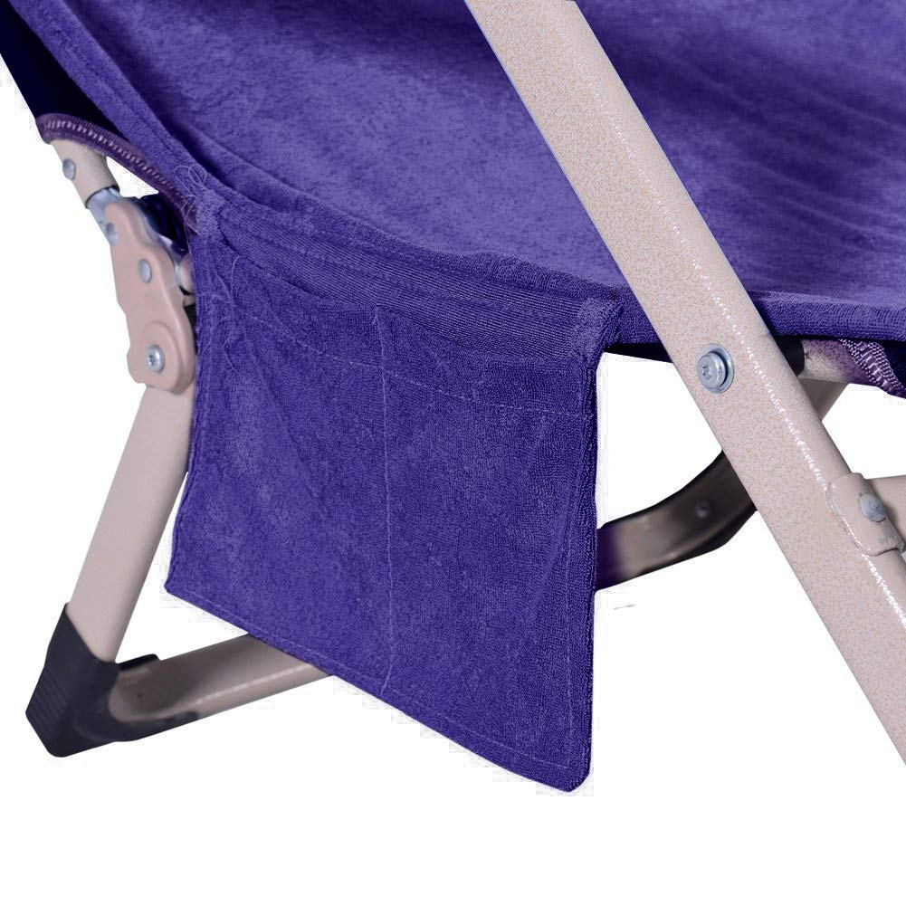 VOCOOL Double Layer Chaise Lounge Pool Chair Cover Beach Towel Fitted Elastic Pocket Won't Slide (Dark Blue)
