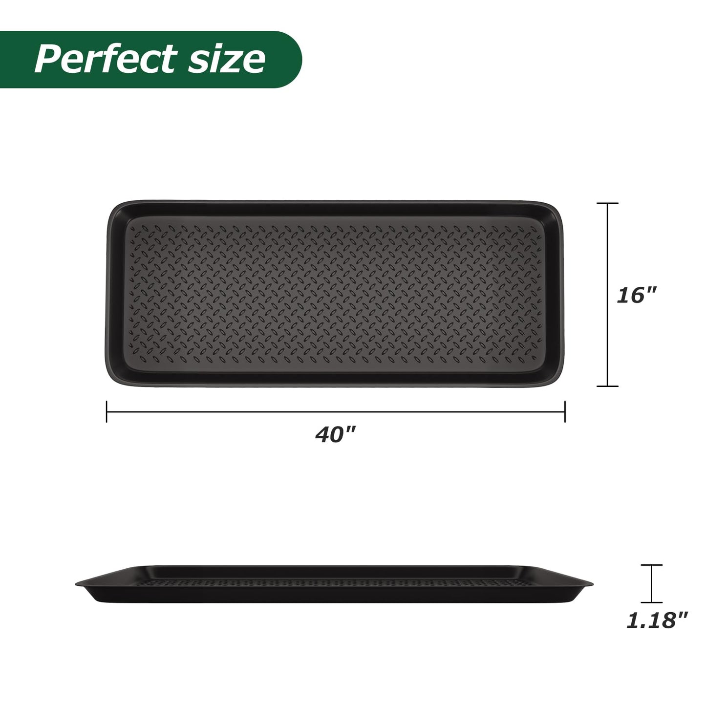 Matace 1 Pack Rubber Large Boot Tray for Entryway,Long Shoe Tray,Slim Boot Mat for Indoor and Outdoor Use, 16x40 in (Pack of 1)