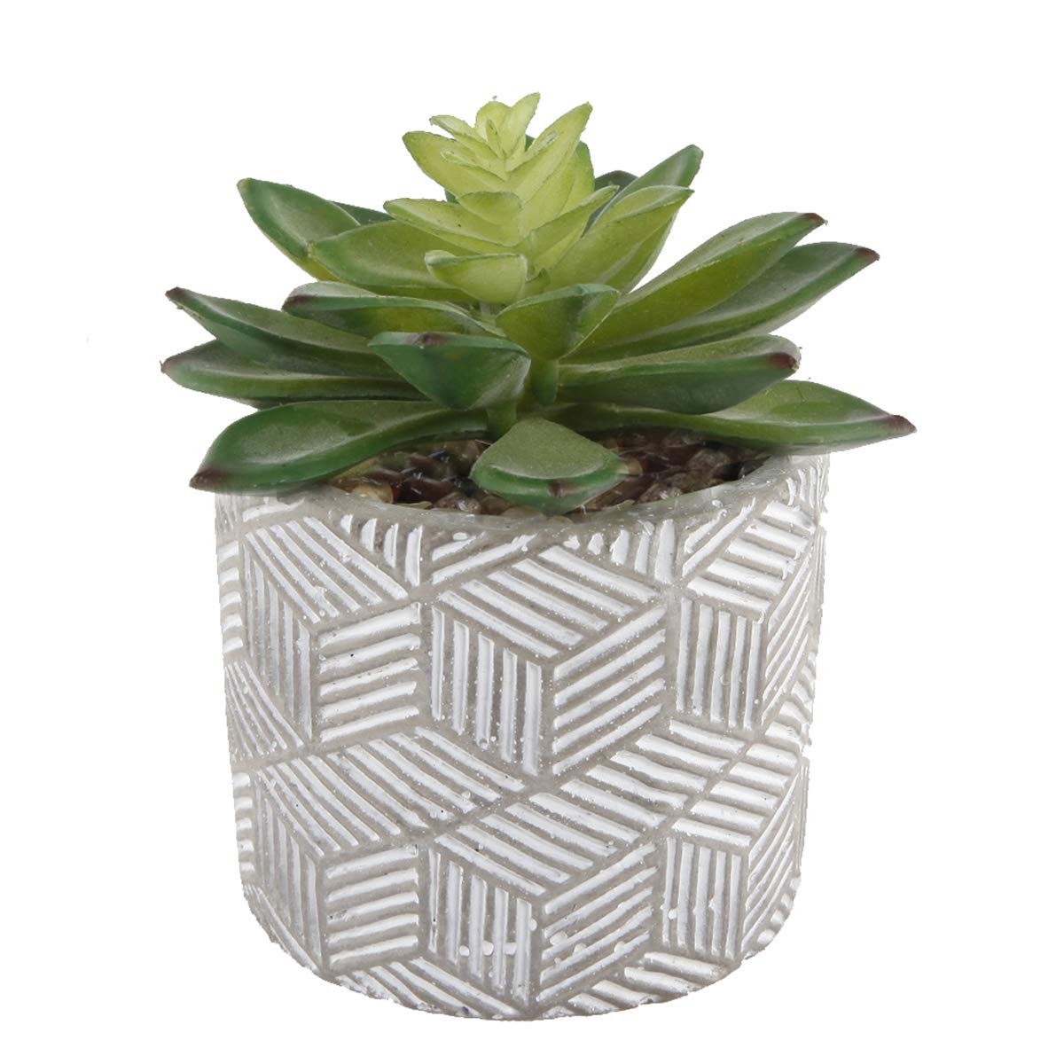 Flora Bunda Mid Century Artificial Plants Cactus Set of 2 Artificial Succulent in 3" Cement Pot Grey Planter, 2 Fake Potted Plants, for Home Office Decorations