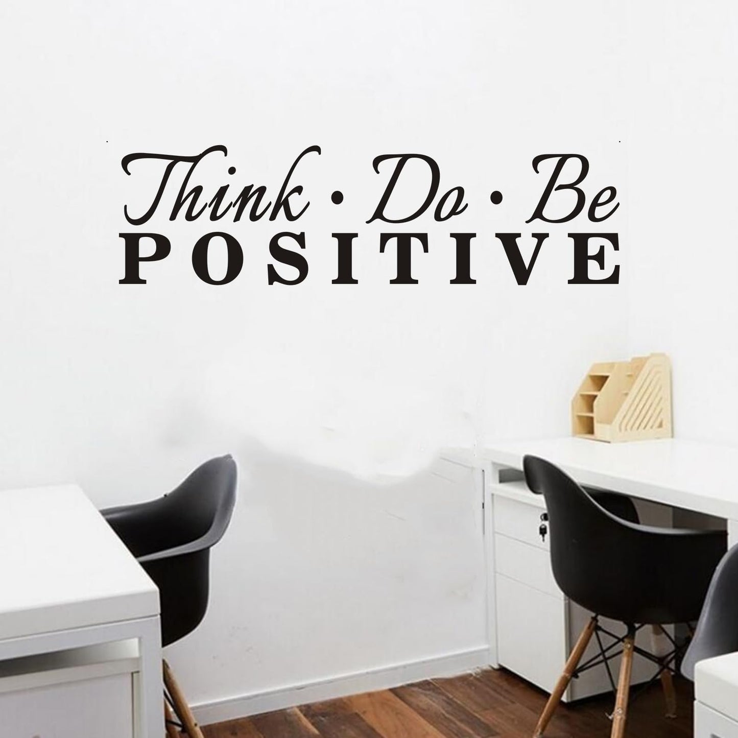 AnFigure Office Quotes Wall Stickers: Inspirational Gym Vinyl Art Wall Decals for Classroom School Garage Workspaces - Think Do Be Positive 25" X 7"