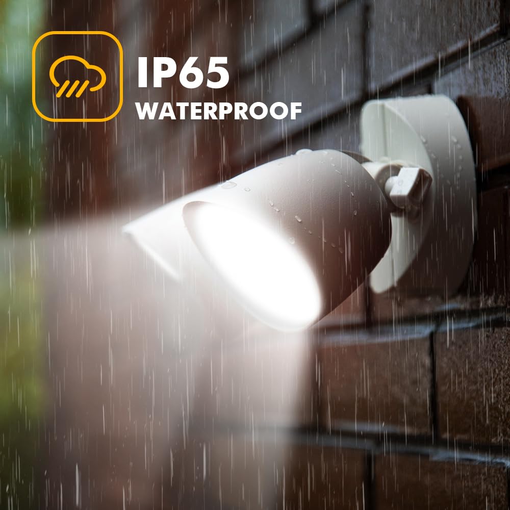 LUTEC 6222W 3500 Lumen 32 Watt 28 LED Dual-Head Floodlight Outdoor, Full Metal Design, Waterproof Exterior Security Wall Light for Patio, Garden, Yard-White