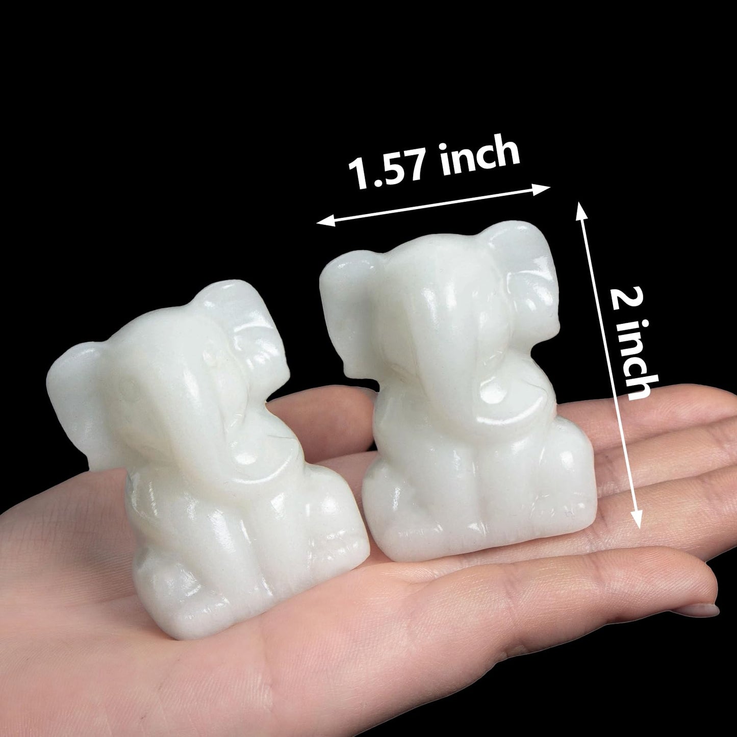 Ytbeoxk 2 Inch Crystal Elephant Decor Statues, White Jade Cute Sitting Elephant Figurines, Reiki Healing Crystal Carved Animal Statues, Home Office Desk Hand Carved Decor Gifts for Women