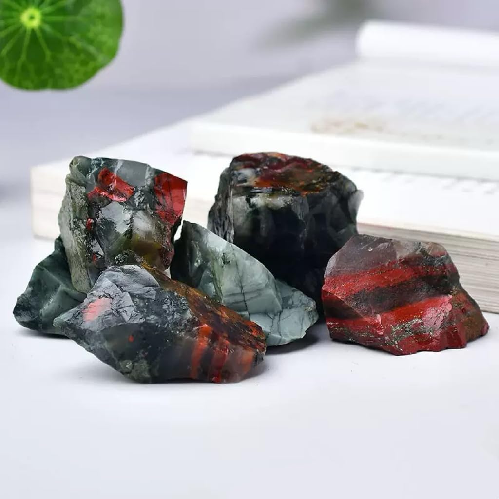 1LB Natural African Bloodstone Raw Healing Crystals, Energy Stones for Meditation, Reiki, Chakra Balancing, Home Décor and Spiritual Gifts (10-30mm)