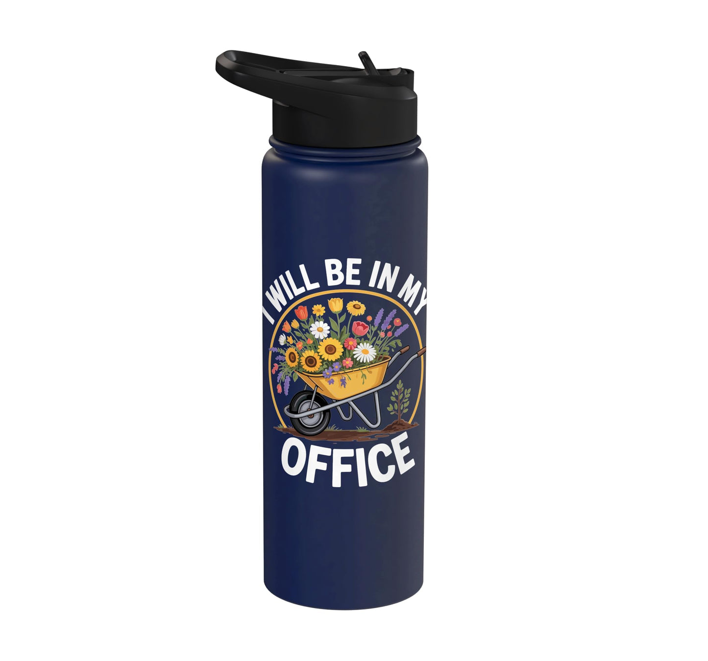 Funny Gardening Office Wheelbarrow Flowers Garden Hobbyist Stainless Steel Insulated Water Bottle