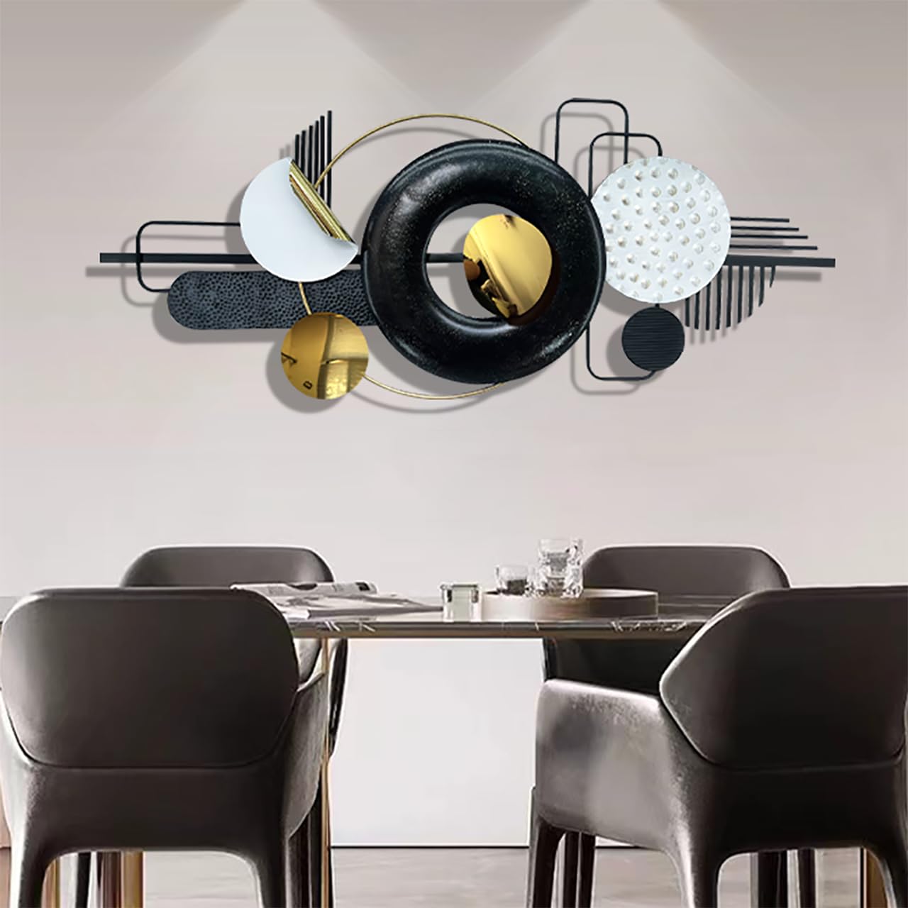 Ironelle Abstract Metal Wall Art Modern Metal Wall Sculptures Large 59" x 25" 3D Textured Black Wall Decor for Living Room Bedroom Office Kitchen Hallway Dining Room Wall Hanging Decor