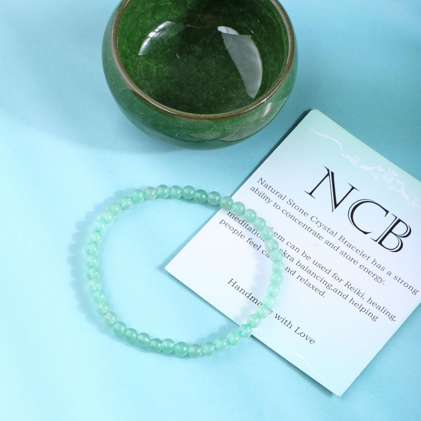Bymitel 4mm Green Aventurine - Handmade Reiki Gemstone Stretch Bracelet, Natural Beauty & Spiritual Essence, Crystal Healing for Unisex Adults