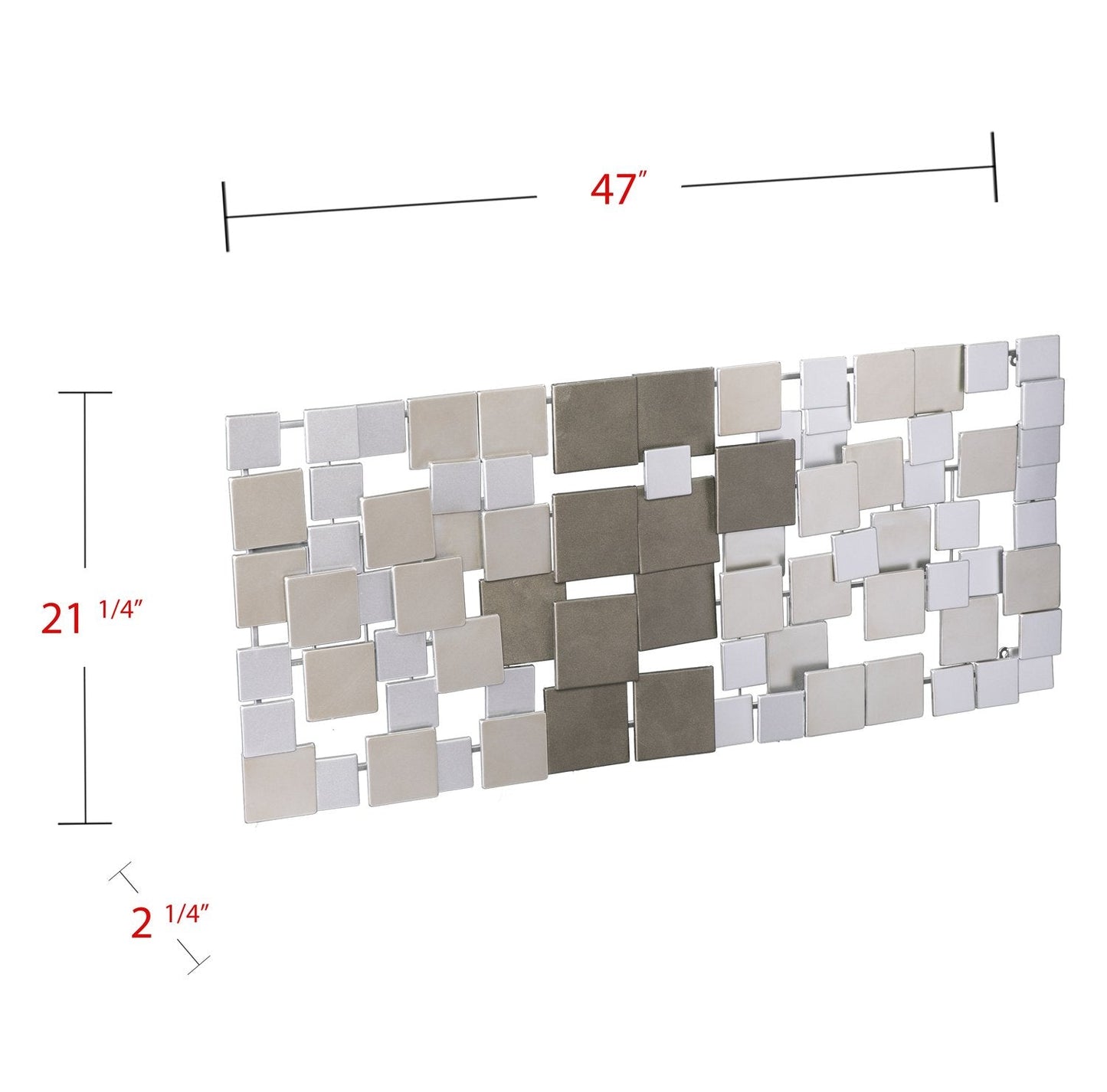 SEI Furniture Wavson Wall Sculpture, Geometric 3D Design, Unique Mounting Wall Art, Silver, 47.00" x 2.25"