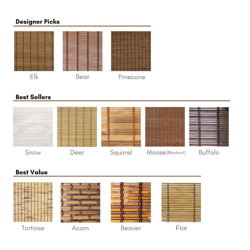 CHICOLOGY Bamboo Roman Shades - Customer Favorite Blackout Blinds for Windows, Premium Quality, Ideal for Home, Moose (Blackout) Brown, 27" W X 64" H