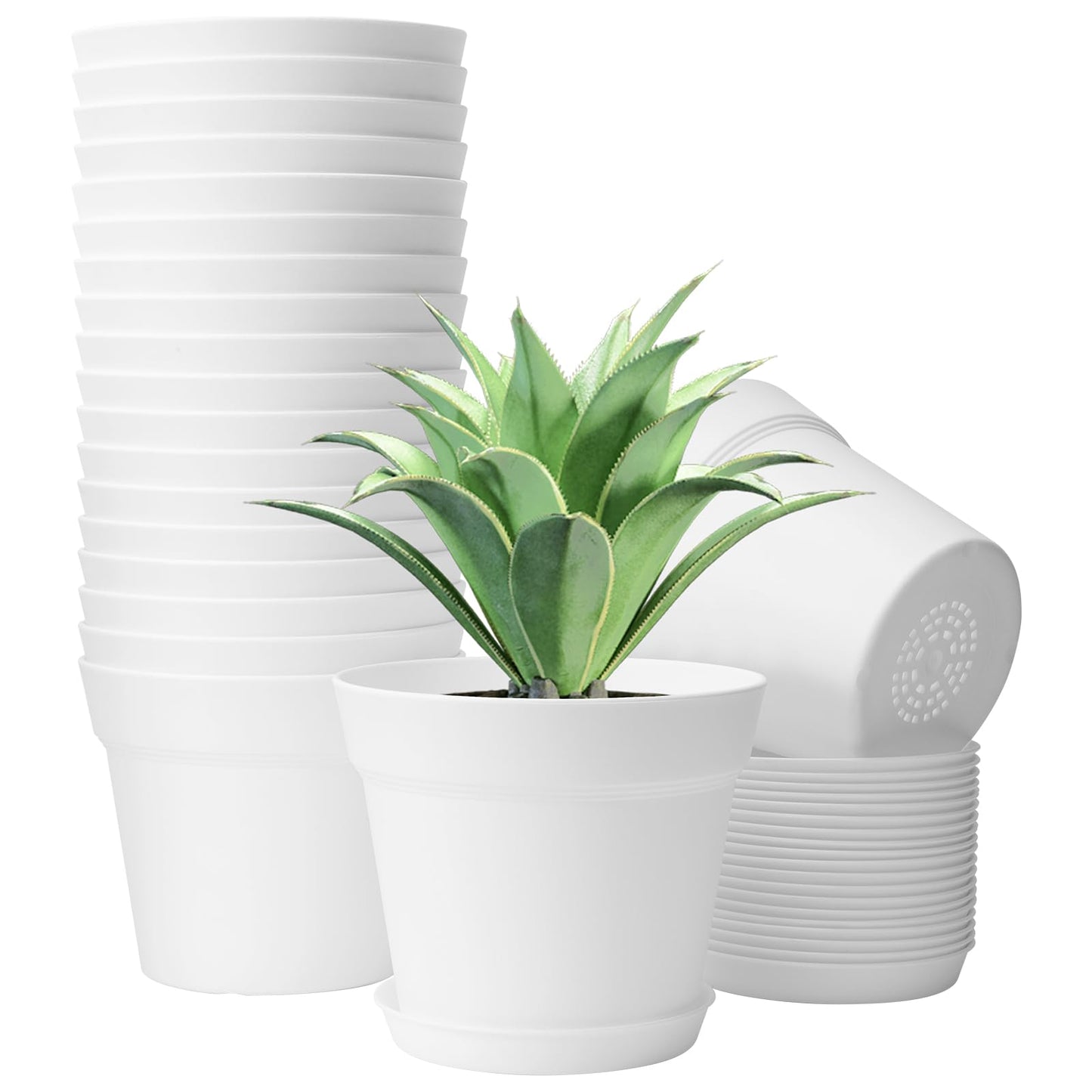 GARDIFE 20 Pack 6 inch Plant pots, planters for Indoor Plants, Flower pots, White
