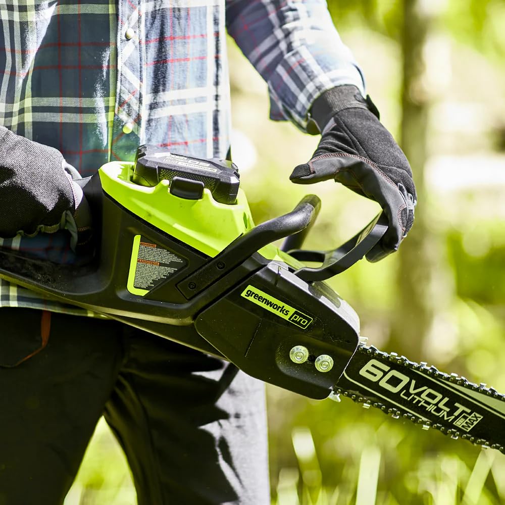 Greenworks 60V 18" Brushless Cordless Chainsaw, 4.0Ah Battery and Charger Included
