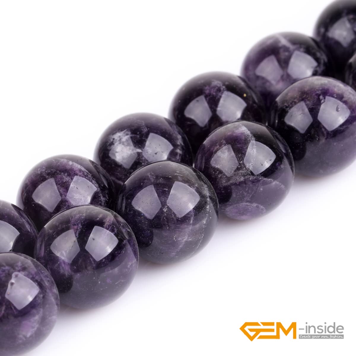 GEM-Inside Natural 18mm Amethyst Gemstone Loose Beads Round Crystal Energy Stone Power for Jewelry Making 15"