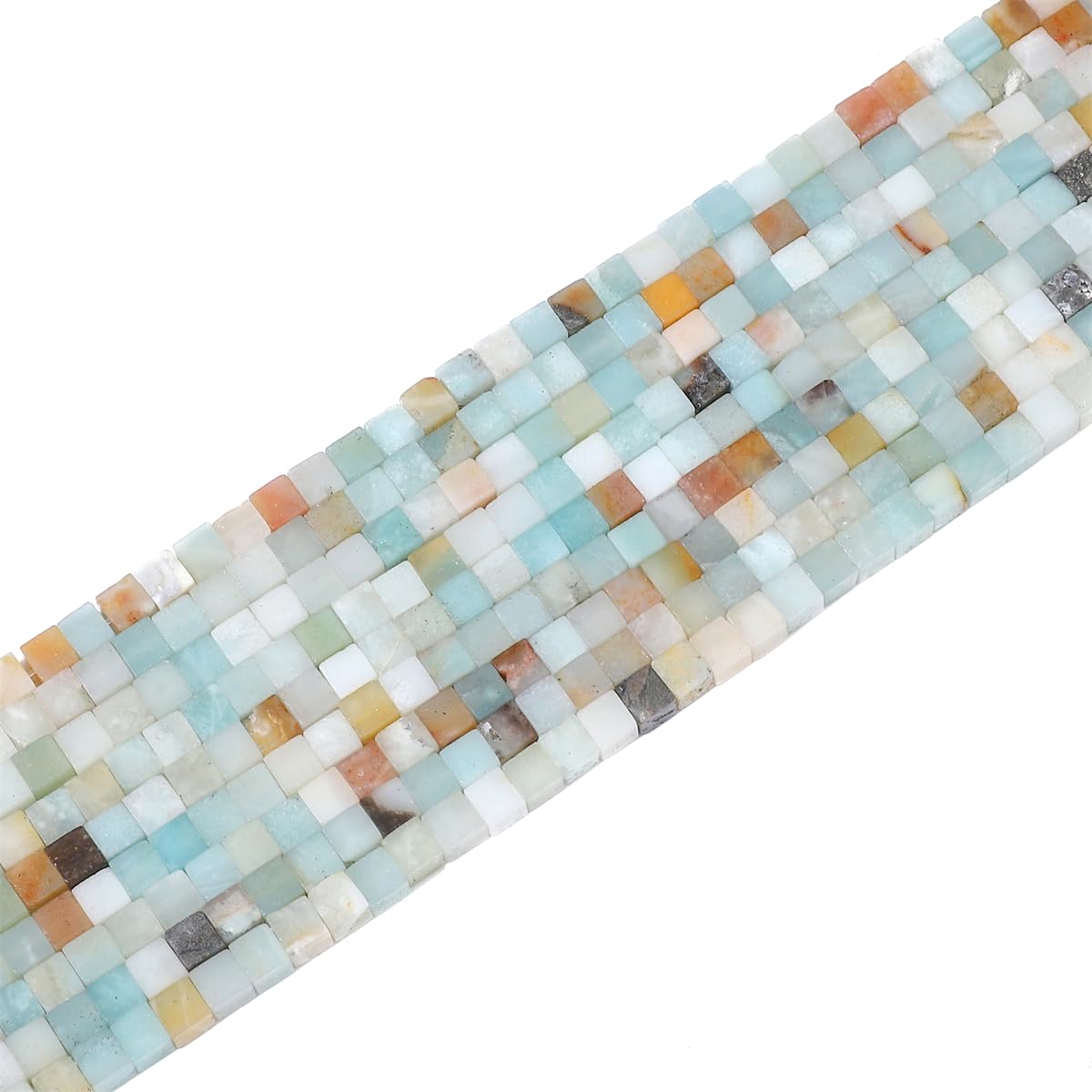 BEADIA Natural Amazonite Square Stone Beads 4x4mm 85pcs Cube Loose Semi Gemstone Beads for Jewelry Making Design