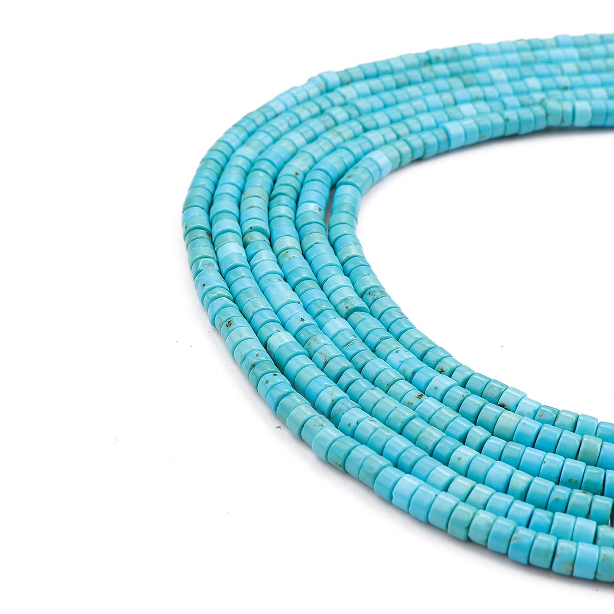 BEADIA Natural Blue Turquoise Spacer Beads Caps Loose Semi Gemstone for Beading Jewelry Making 4mmx2mm 38cm