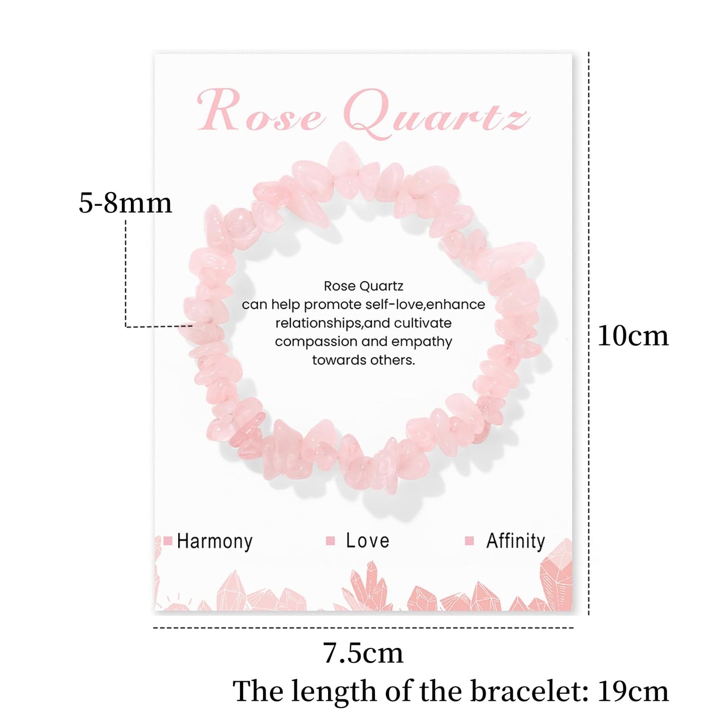 Rose Quartz Bracelets for Women 8mm Handmade Raw Rose Quartz Bracelets Pink Quartz Bracelet Healing Crystal Bracelet Gemstone Bracelet Rose Quartz Jewelry for Women Girls