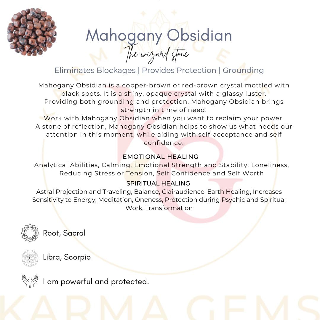 Karma Gems 1lb Mahogany Obsidian Tumbled Stones-Polished Stones for Positive Energy-Crystal Kit for Fresh Mind & Restful Sleep-Healing Stone for Chakra Balancing-Ideal for Gift & Home Decor (15-25 Mm)